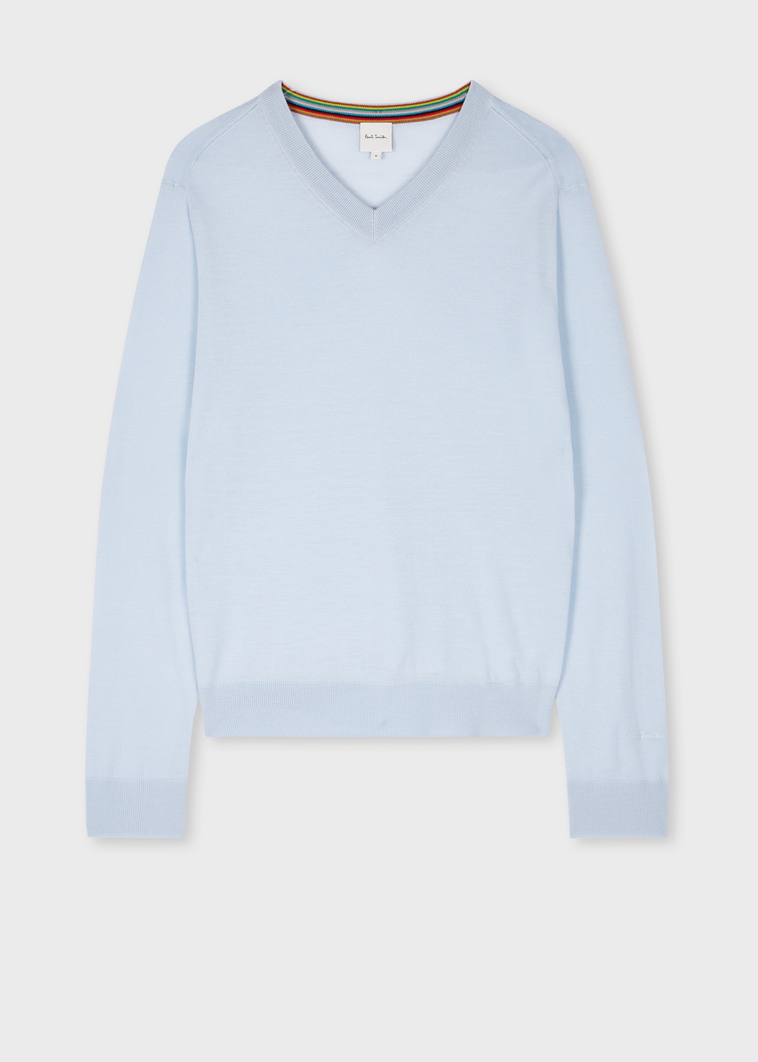 Sky Blue Merino Wool V-Neck Sweater - 1
