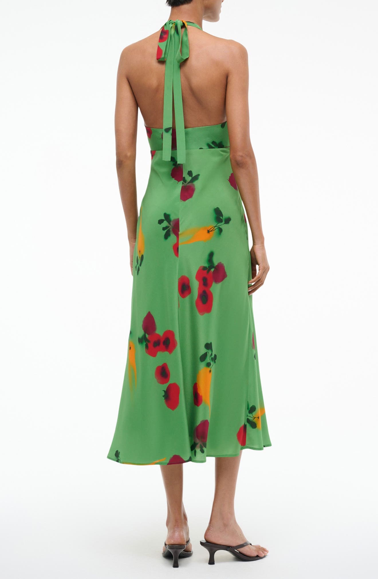 STAUD Lucca Silk Halter Dress in Farmers Market Leaf at Nordstrom - 2