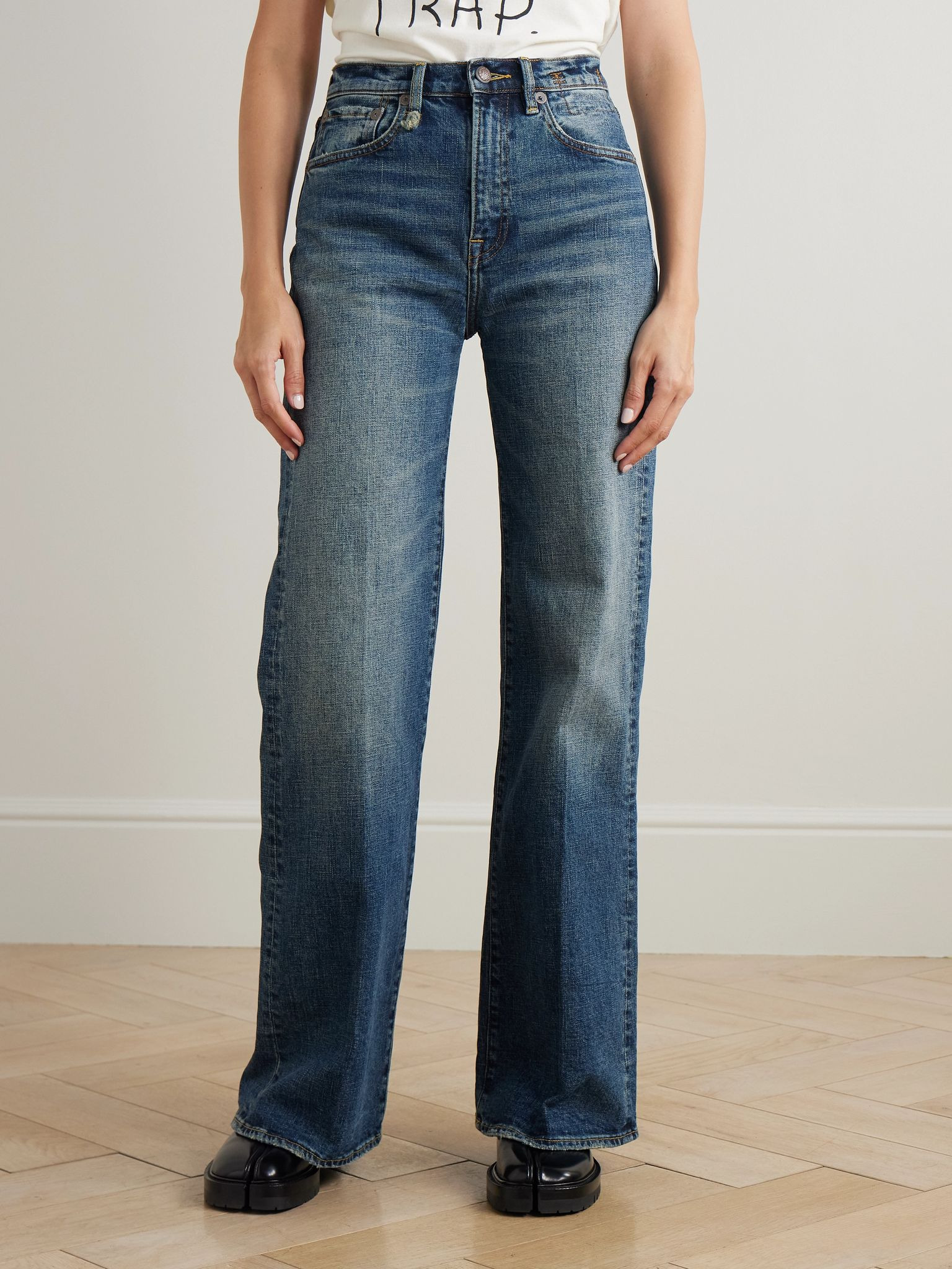 Charlotte distressed high-rise bootcut jeans Dark denim - 3