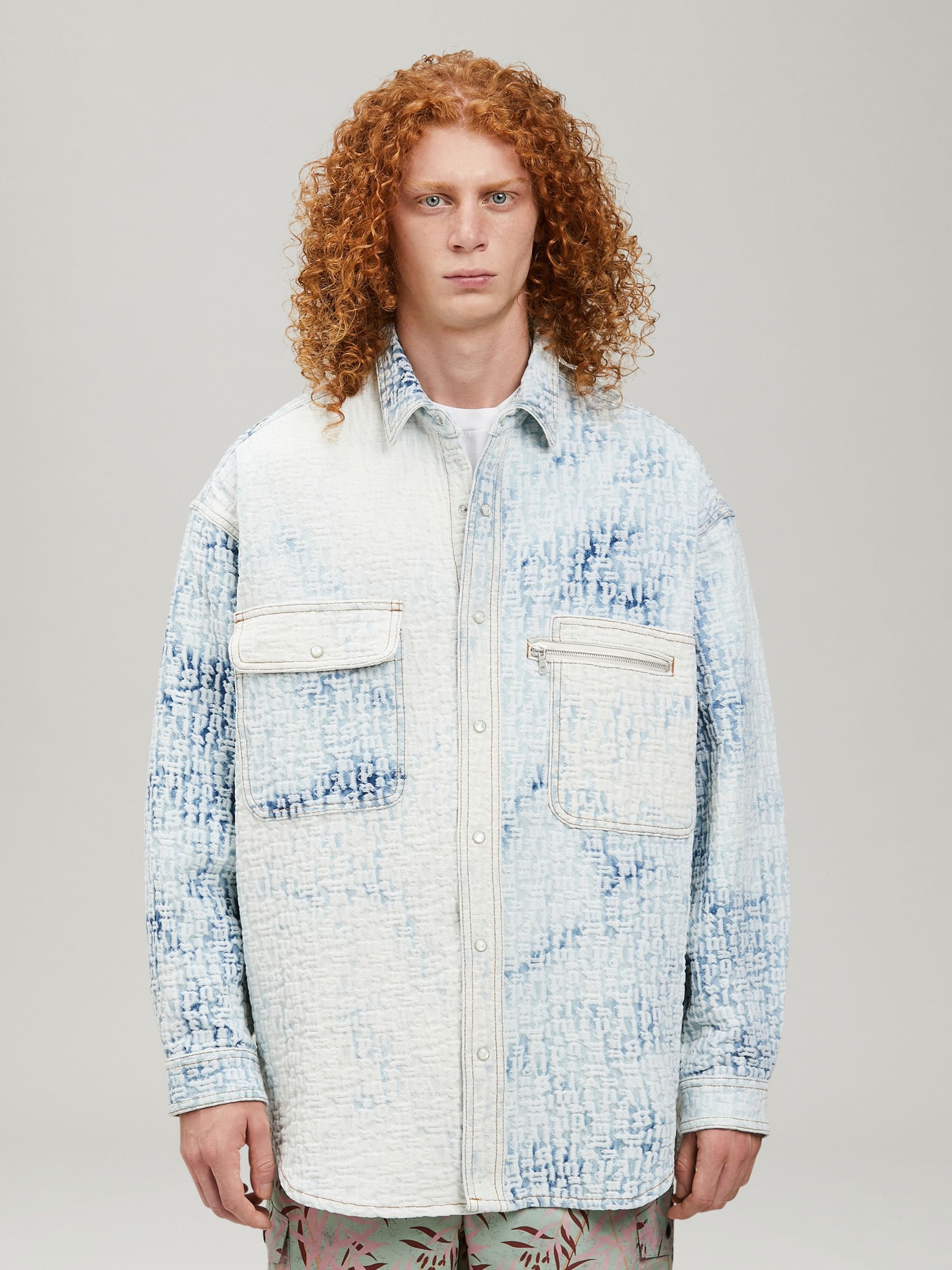 VIP【関税送料無料】希少 PALM ANGELS MONOGRAM DENIM SHIRT Palm Angels Printed Denim Oversize Shirt | italist