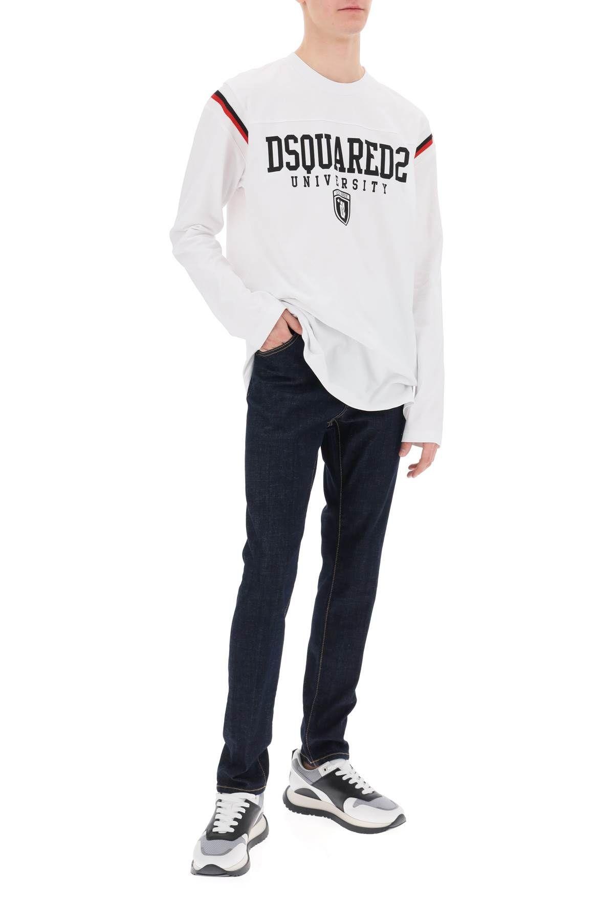 (送料・関税込) D SQUARED2 Varsity Fit Long Sleeves (white) Varsity Fit Long Sleeves T-Shirt