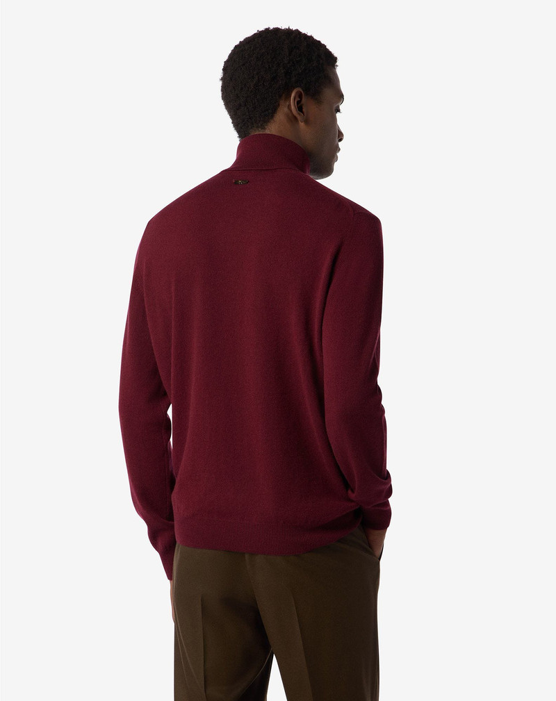 Burgundy merino wool and cashmere mock turtleneck 3