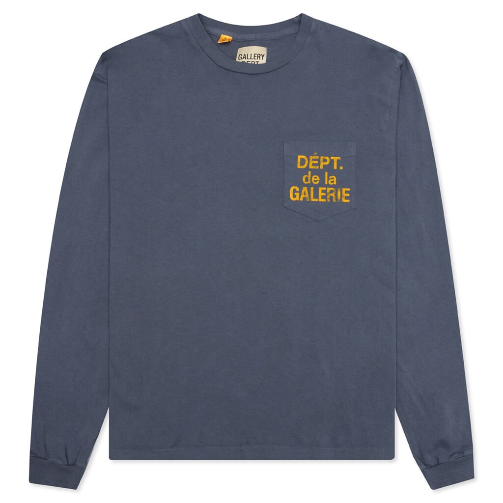 DE LA GALERIE L/S POCKET TEE - NAVY - 1