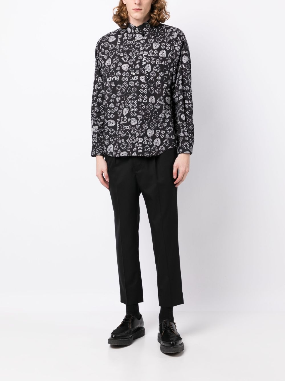HEART-PRINT COTTON SHIRT - 4