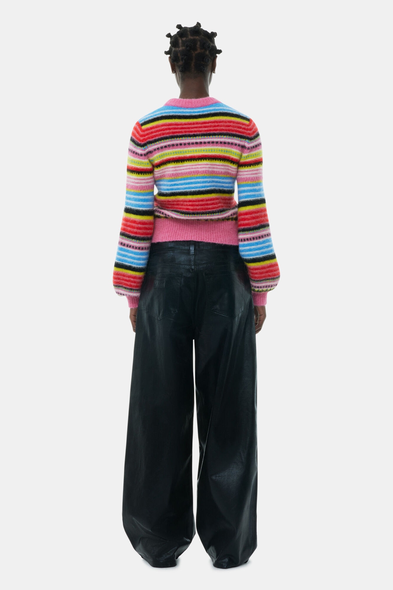 STRIPED SOFT WOOL O-NECK SWEATER - 5