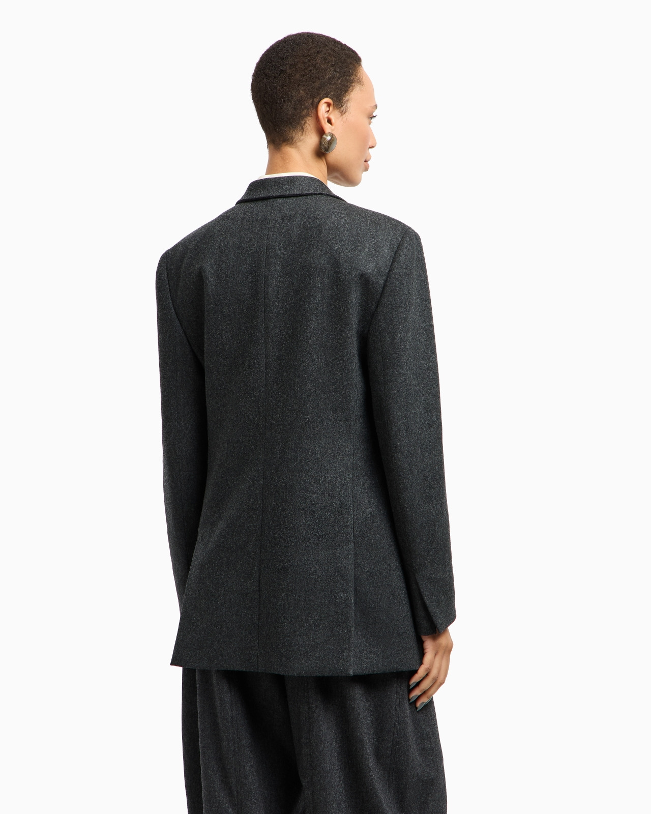 SINGLE-BREASTED JACKET IN WOOL AND CASHMERE FLANNEL - 3