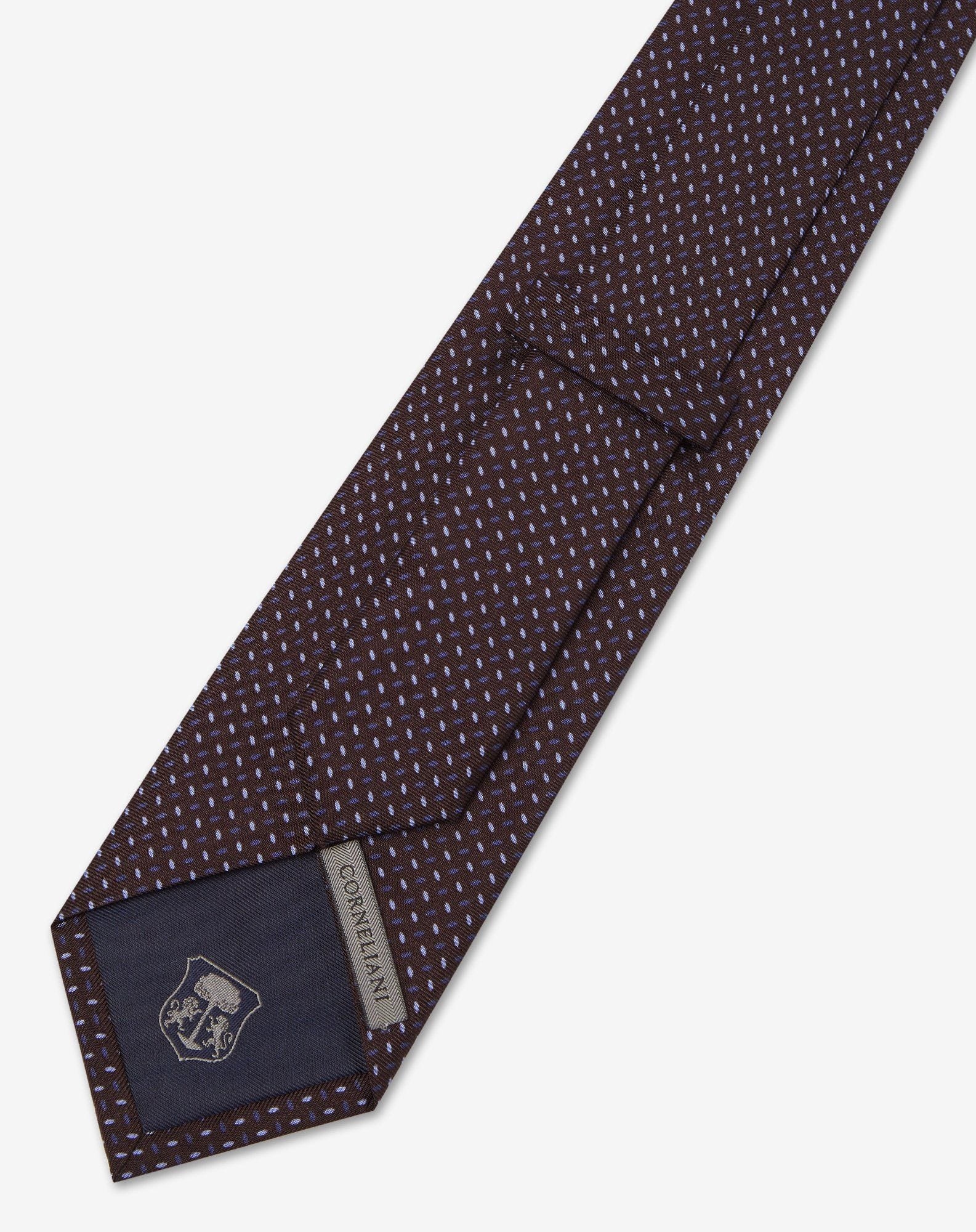 Brown printed silk twill tie - 3