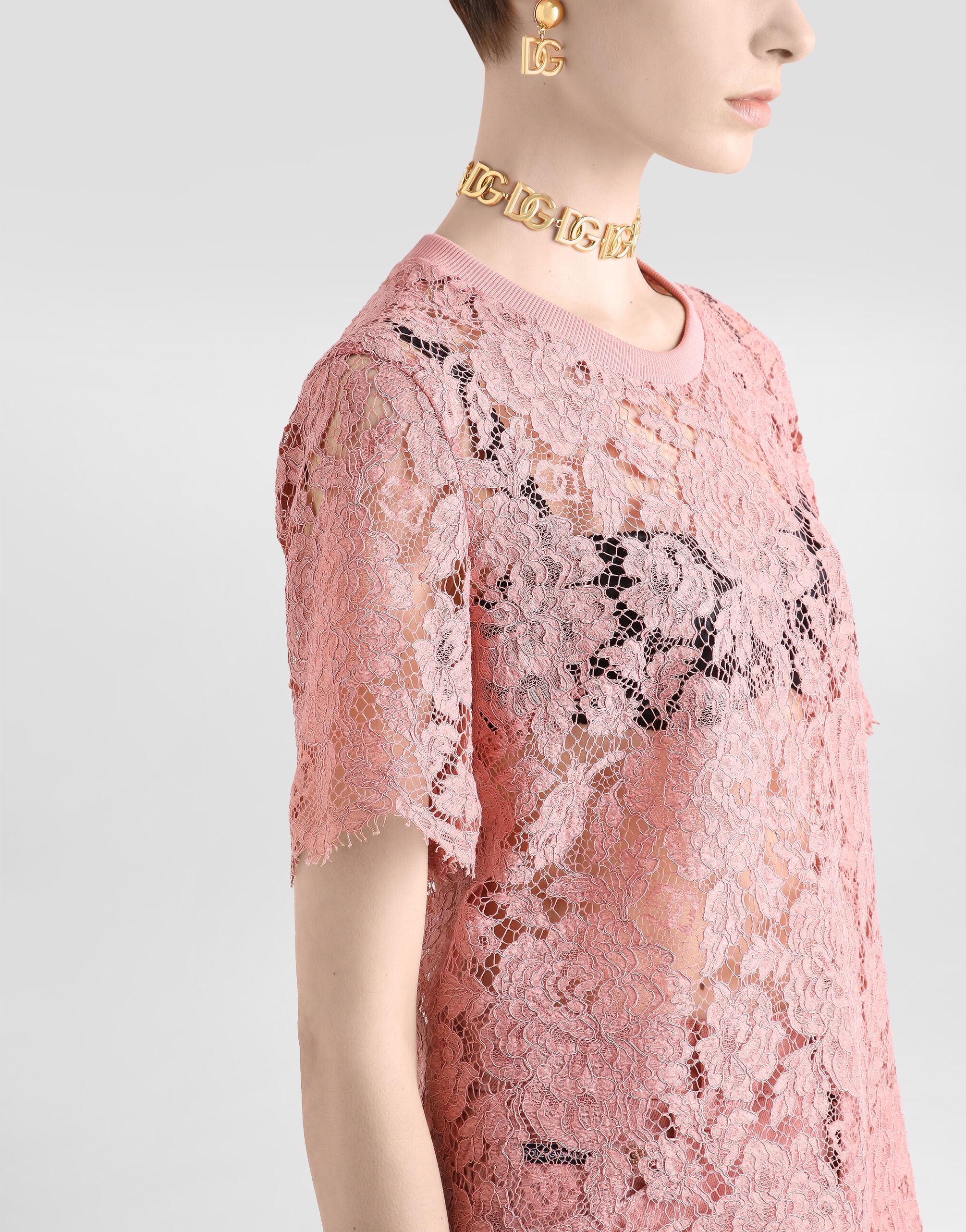Short-sleeved Cordonetto lace T-shirt - 4