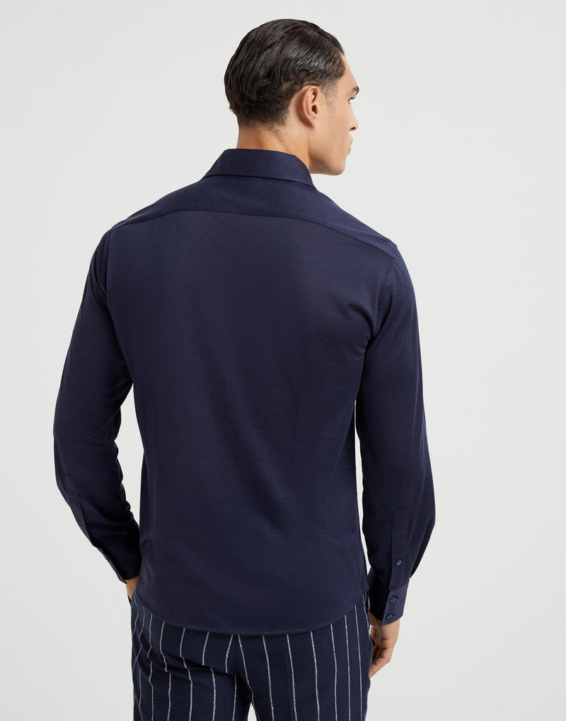 Brunello Cucinelli Silk and cotton jersey shirt with spread collar outlook