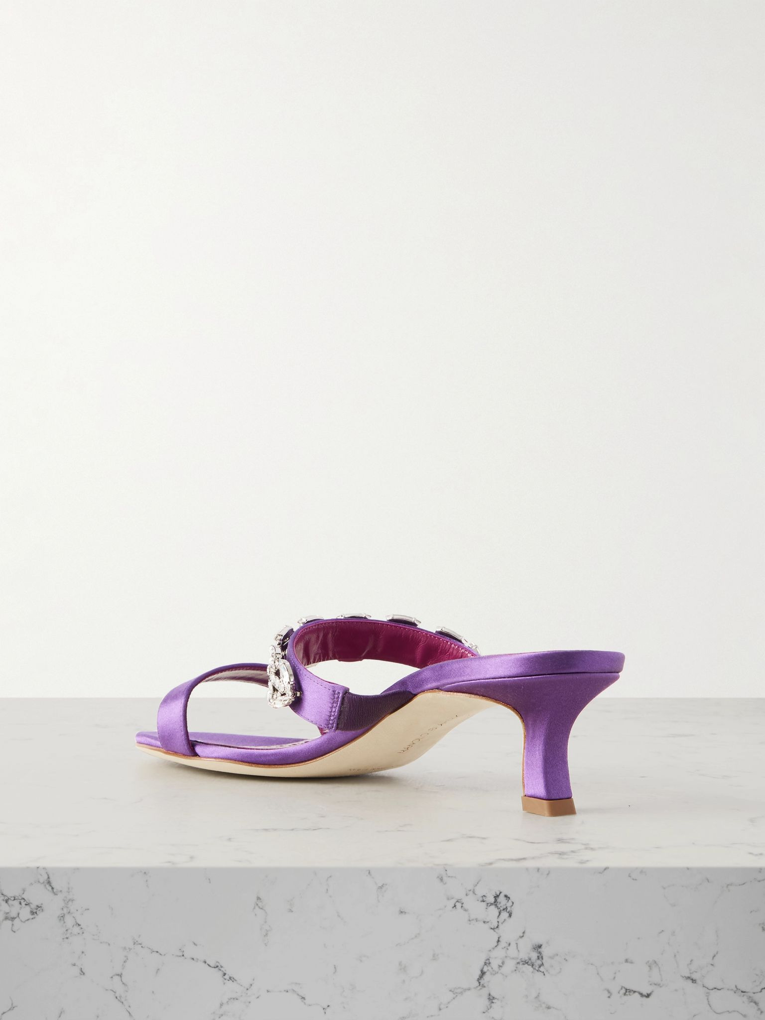 Sakotam 50 crystal-embellished satin mules Purple - 3