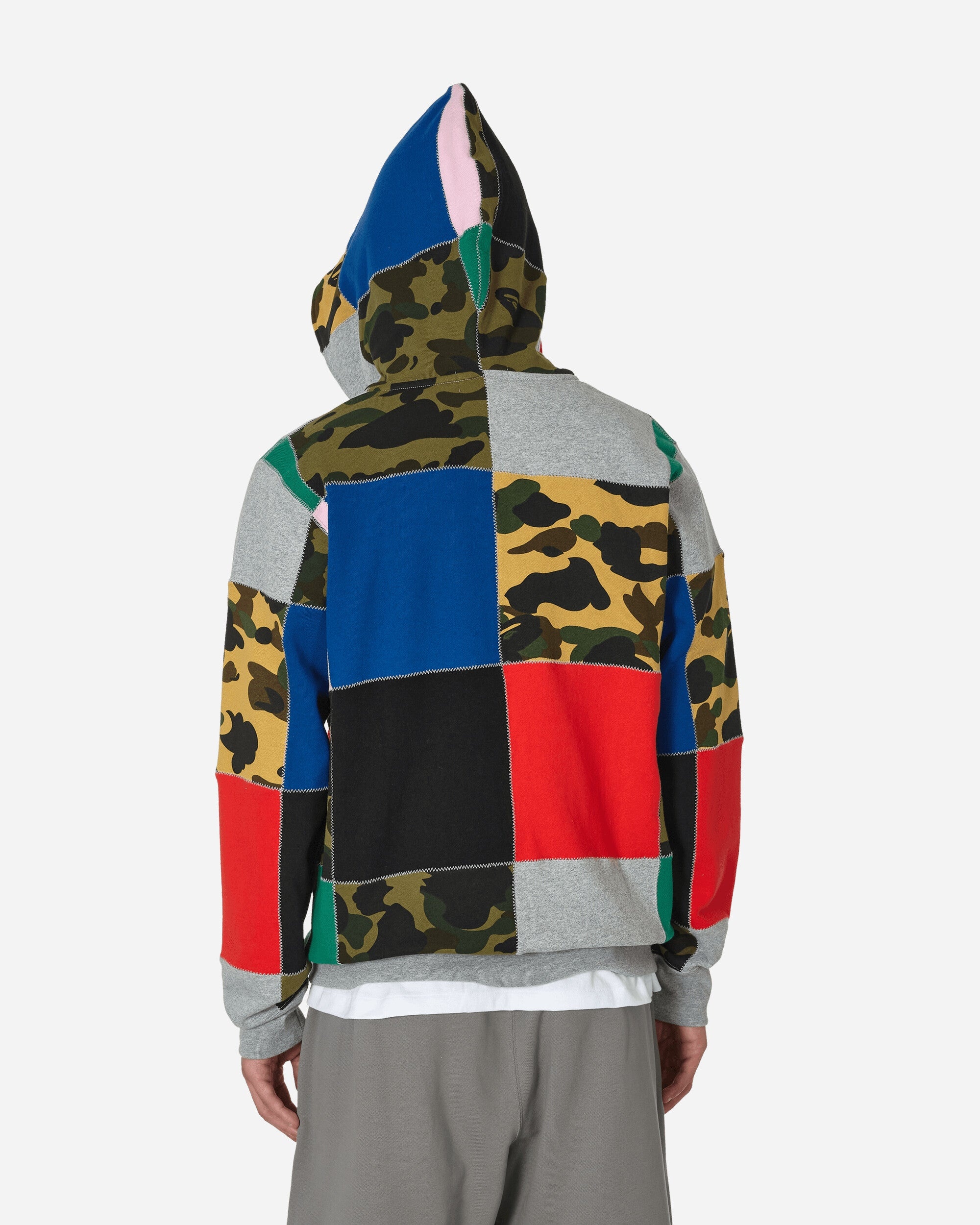 Patchwork Full Zip Hooded Sweatshirt Multicolor - 3