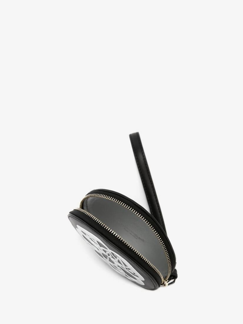 Alexander McQueen Curve Zip Coin Purse in Black/silver outlook