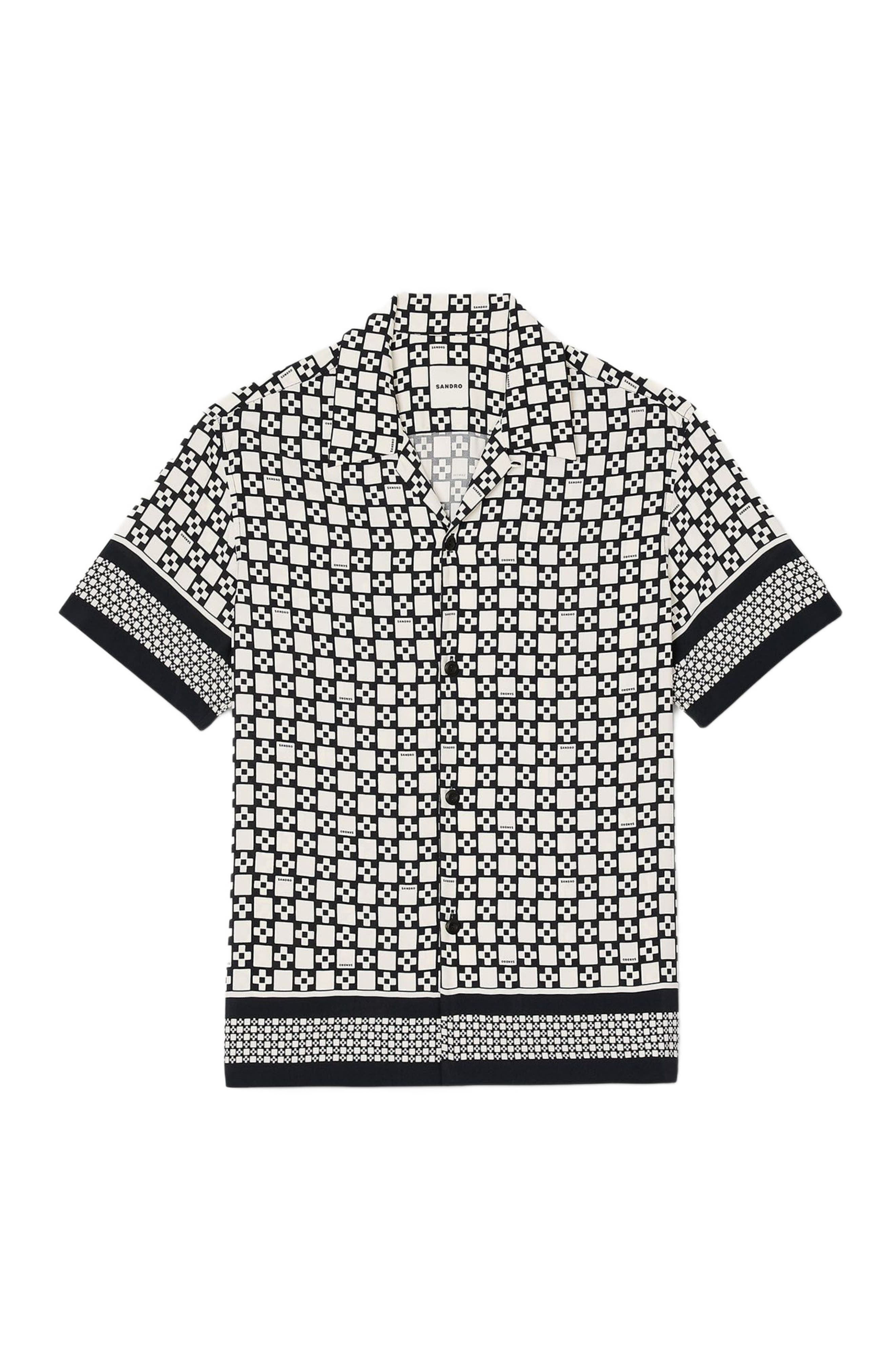SANDRO Square Cross motif flowing blouse in Black at Nordstrom - 5