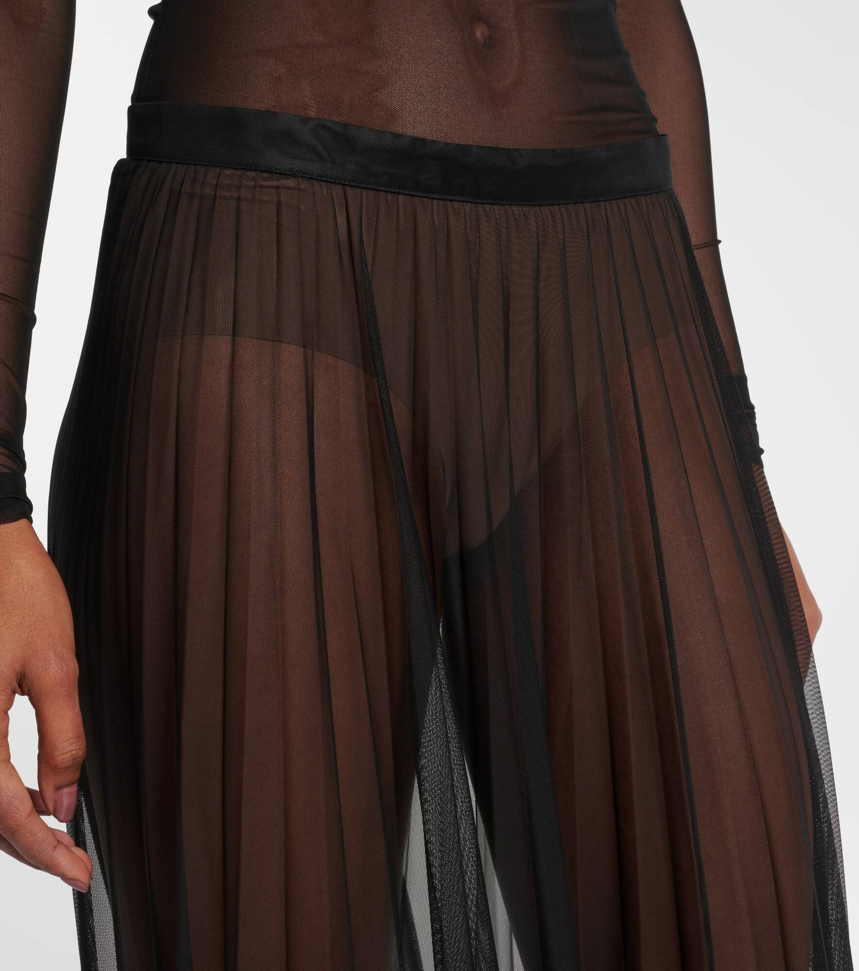 Vallen pleated mesh maxi skirt - 4