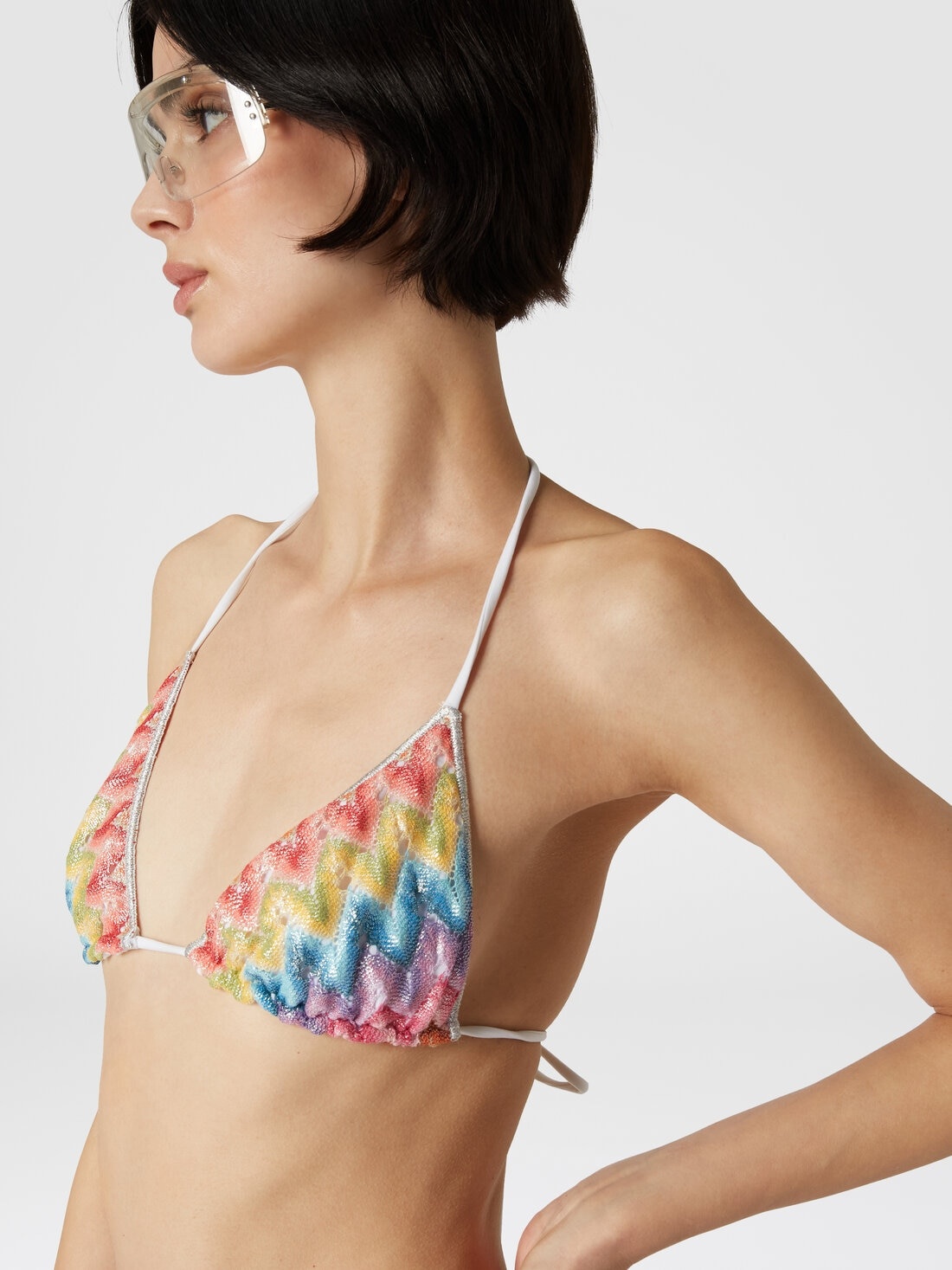 Coated cotton-blend lace bikini - 5