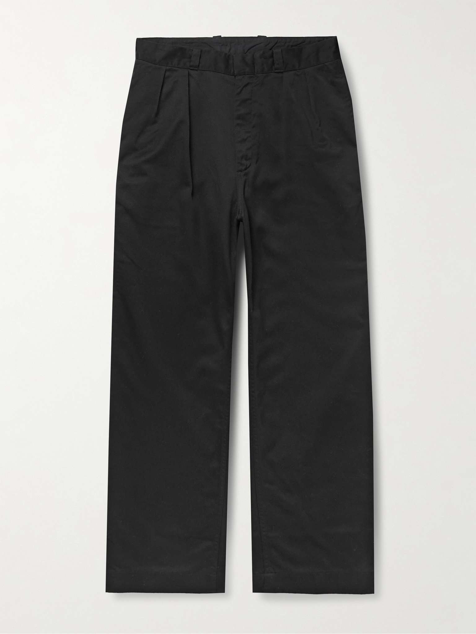 Pleated Cotton-Blend Twill Trousers - 1