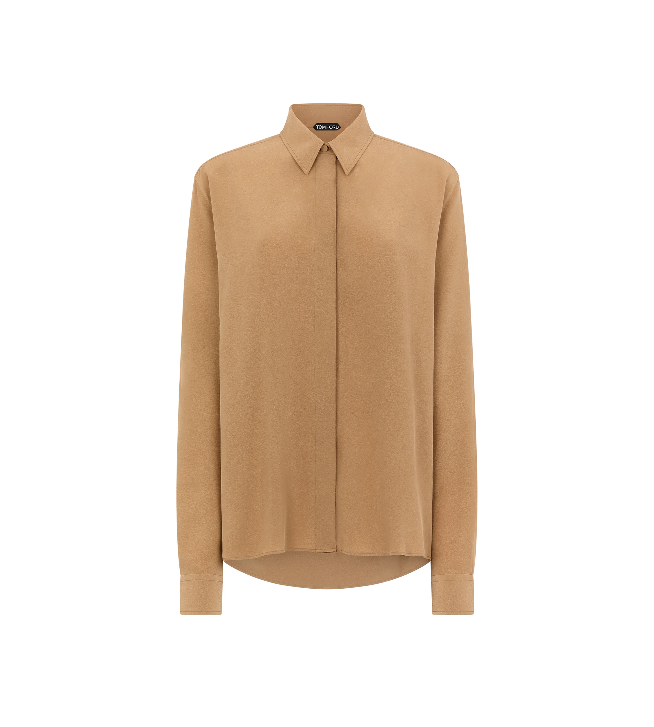 SILK OVERSIZED SHIRT WITH TONAL TF EMBROIDERED LOGO - 1