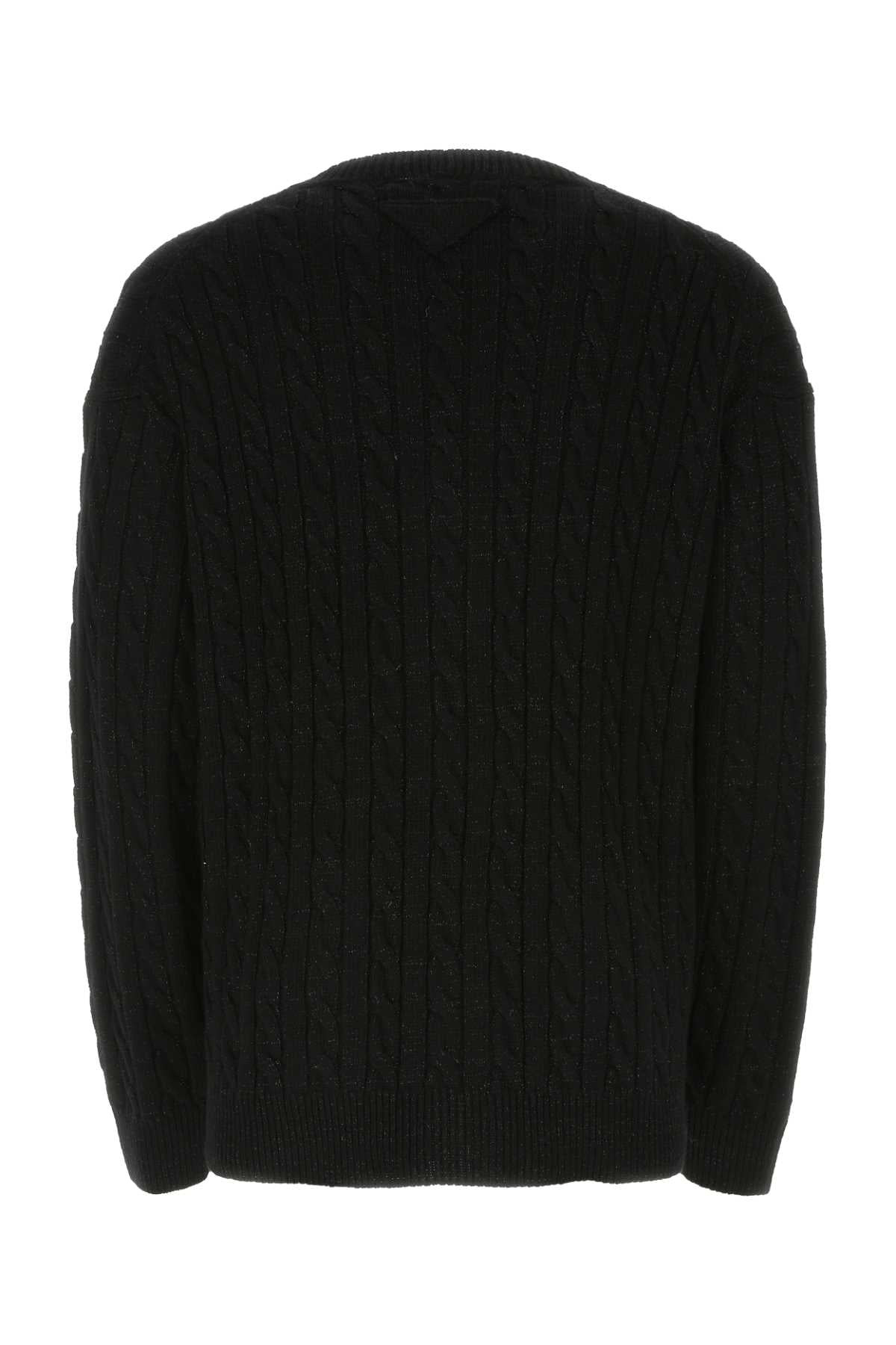 Prada Men Black Wool Blend Oversize Cardigan - 2