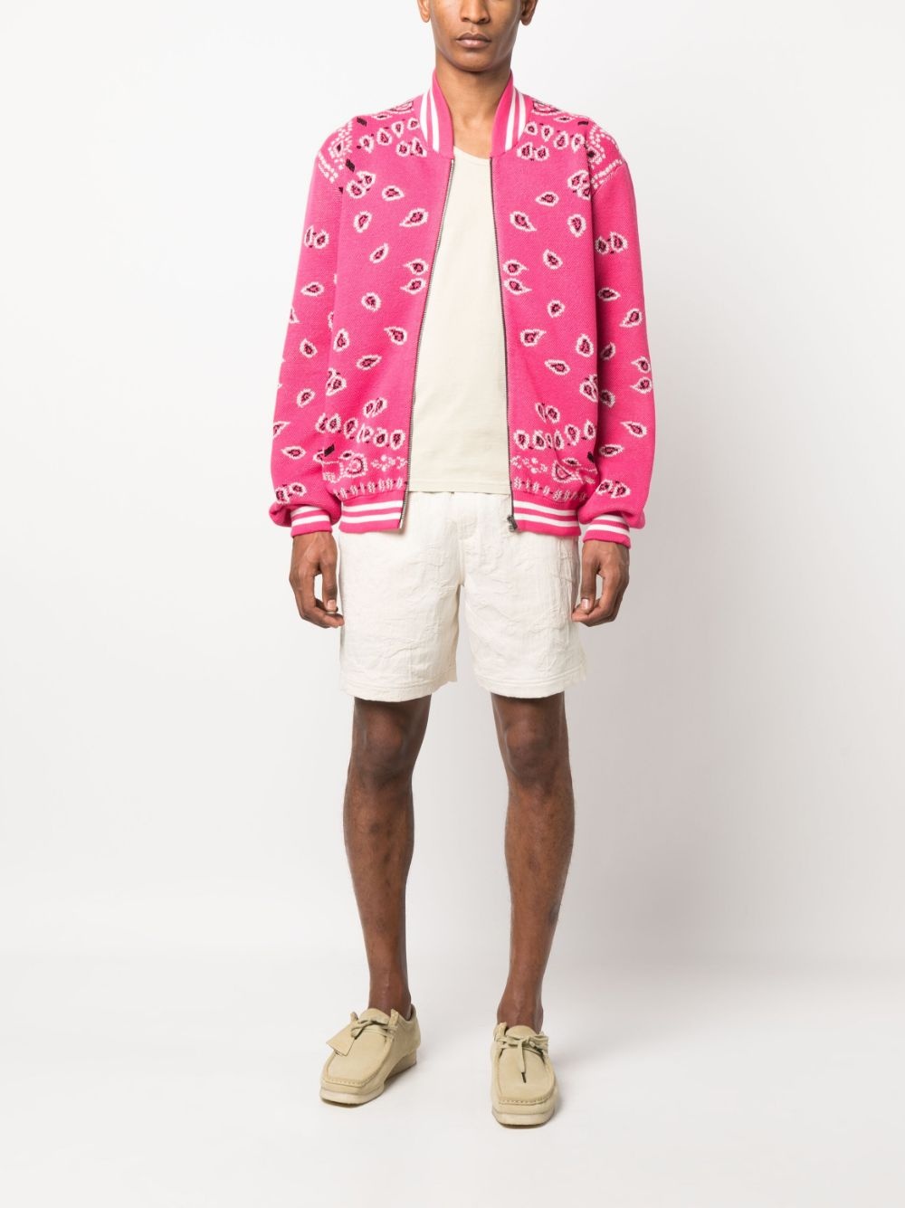 bandana-print zip-up cardigan - 2