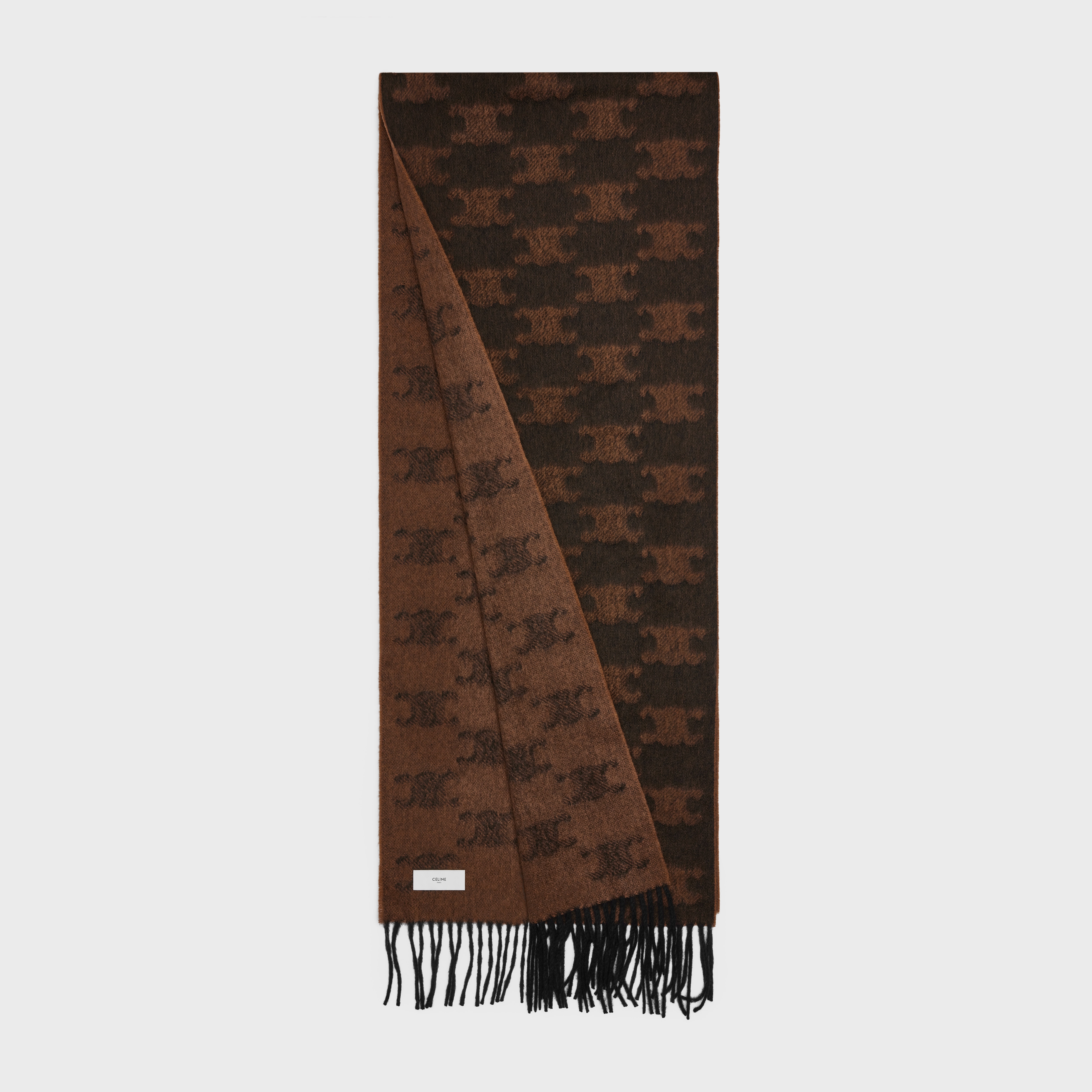 【日本入手困難】FRINGED SCARF IN MONOGRAM CASHMERE fringed scarf in monogram cashmere - NOIR/ANTHRACITE | CELINE