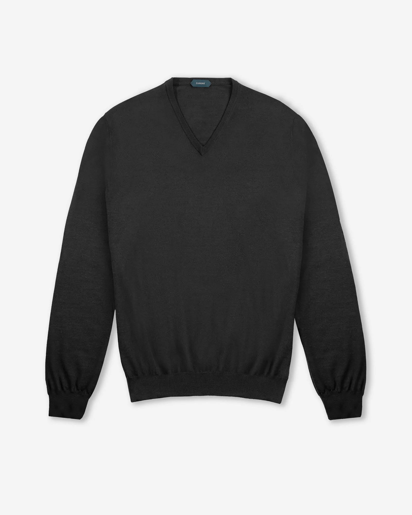 Slim-fit V-neck sweater in certified Flexwool - 1