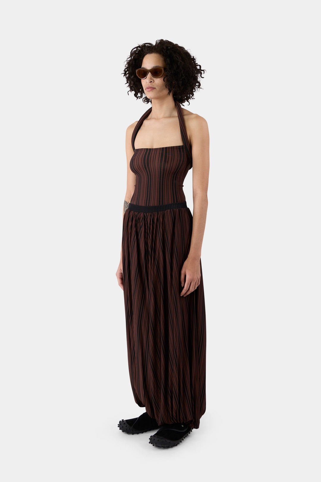 SAROUEL PANTS / black & brown stripes - 1