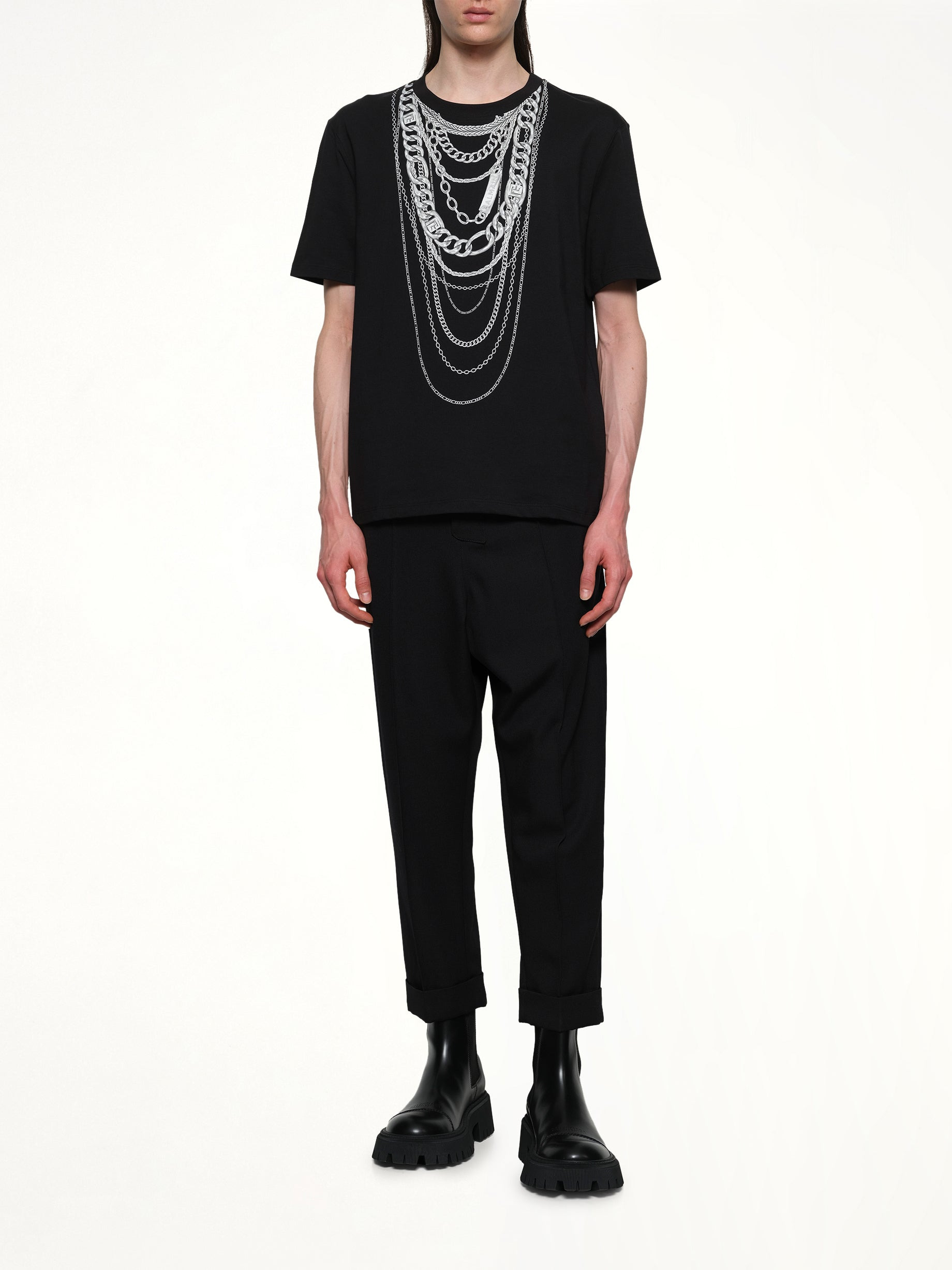 Chain Trompe L'Oeil T-Shirt in Black/White - 4