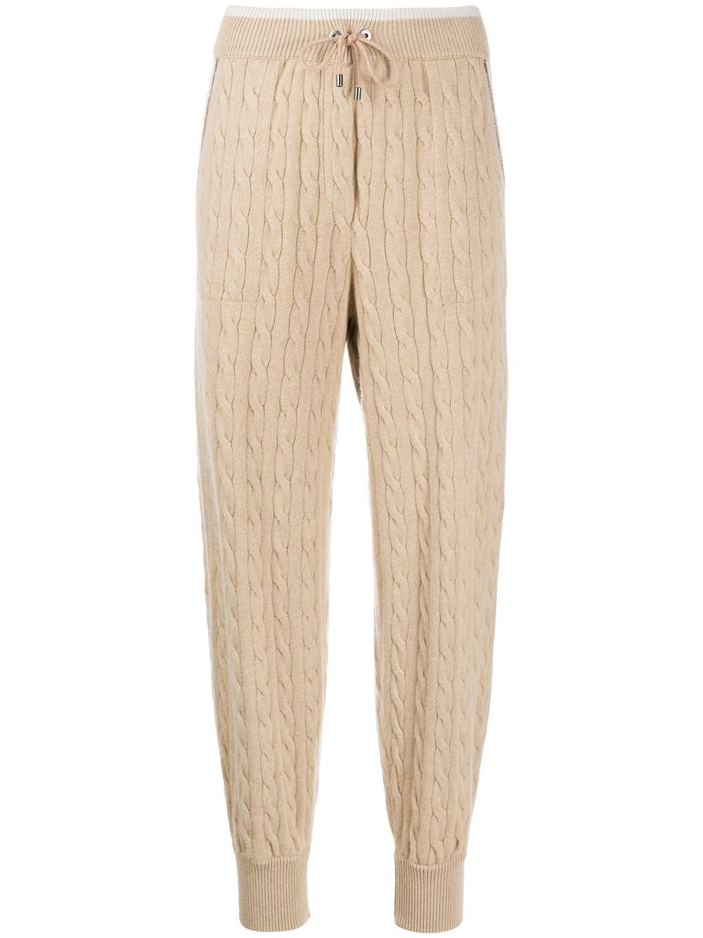 drawstring cable knit trousers - 1