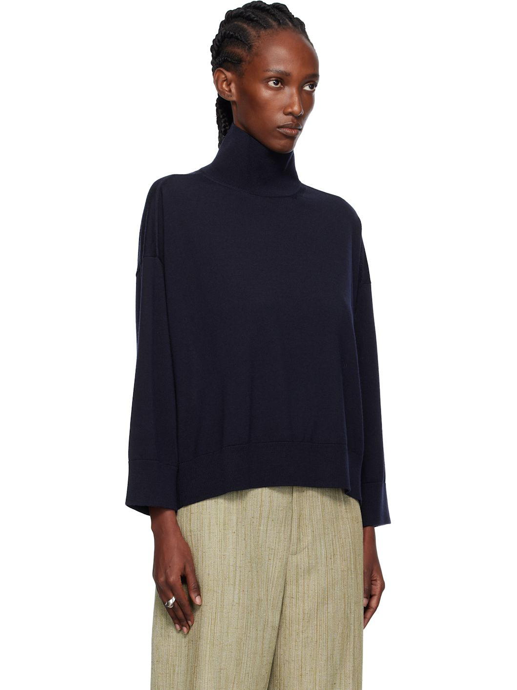 Navy Classic Wool Turtleneck - 2