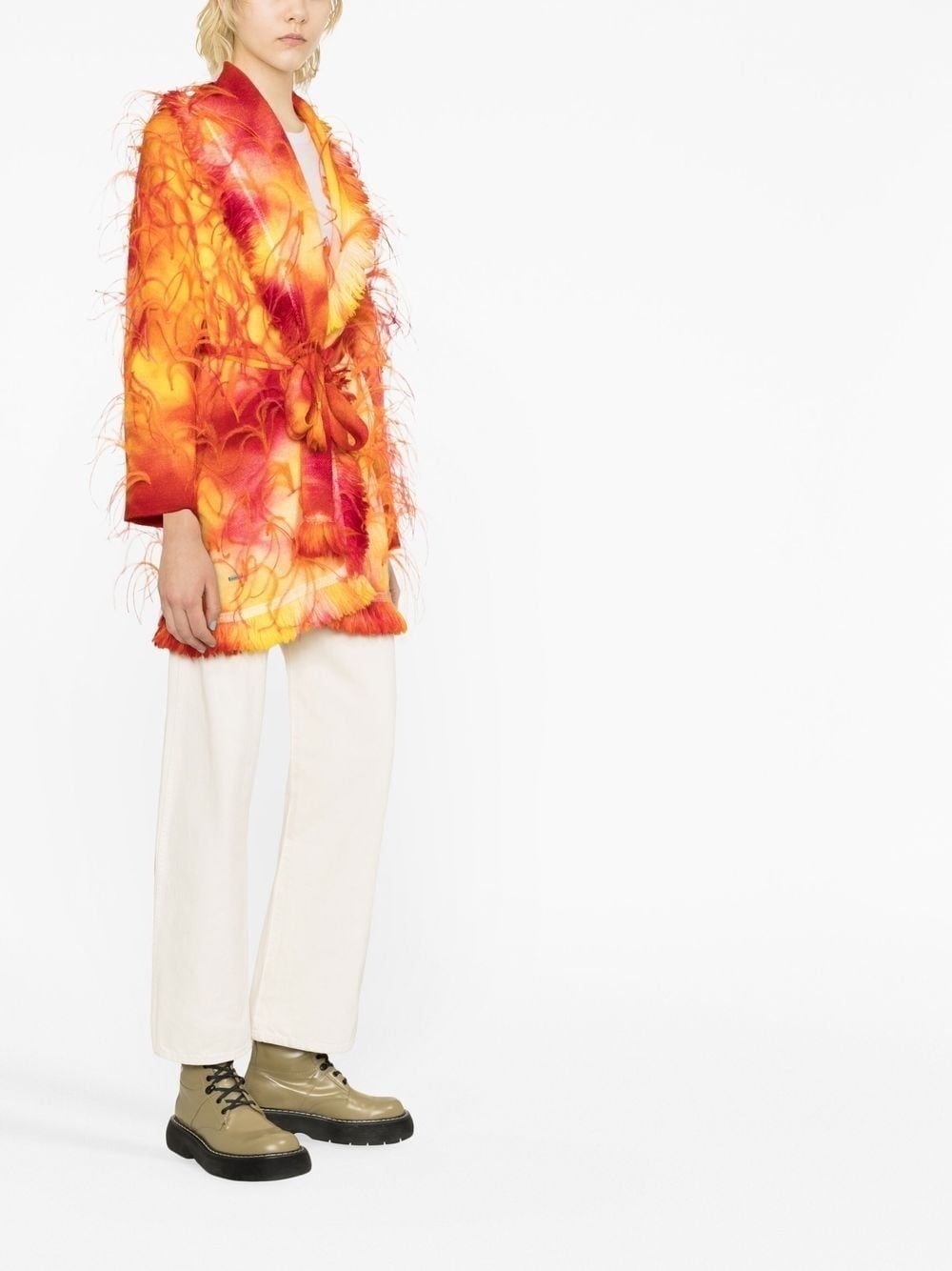 Sunset feather-trim cardigan - 4