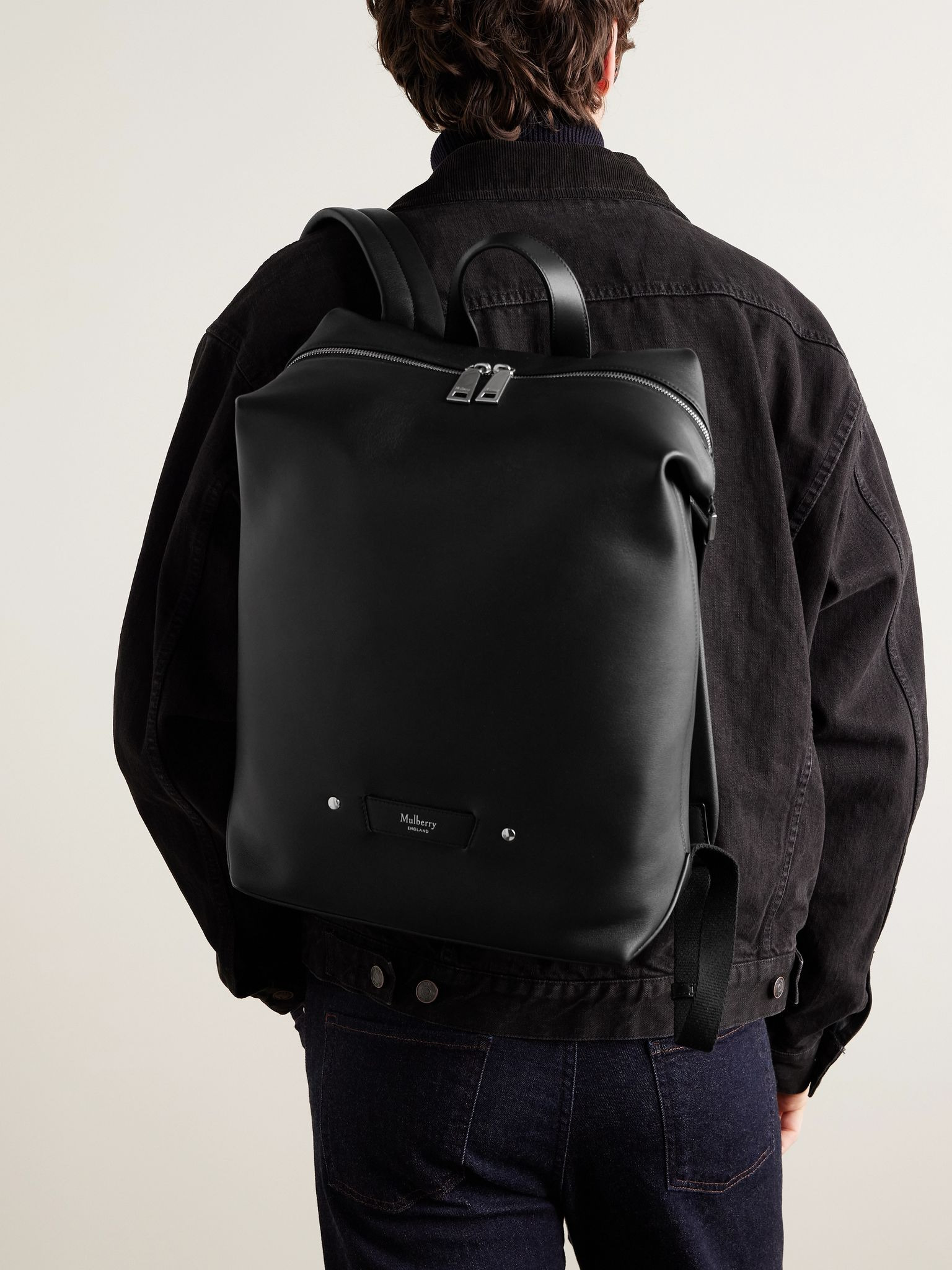 Rye Full-Grain Leather Backpack Black - 2