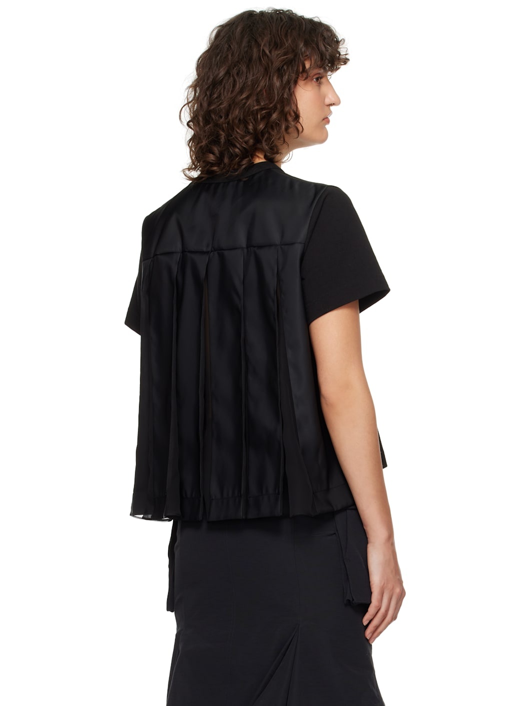 Black Nylon Twill & Cotton Jersey T-shirt - 3