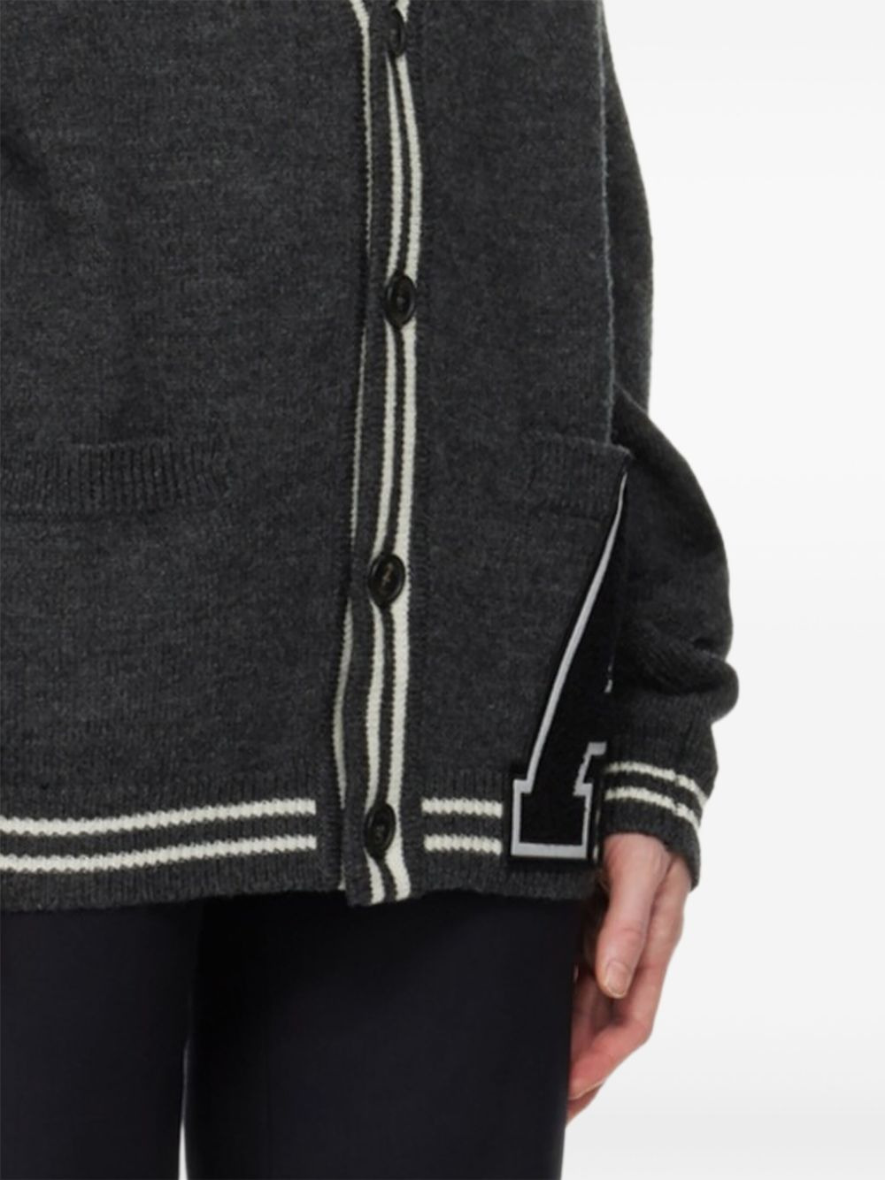 varsity-letter wool cardigan - 3