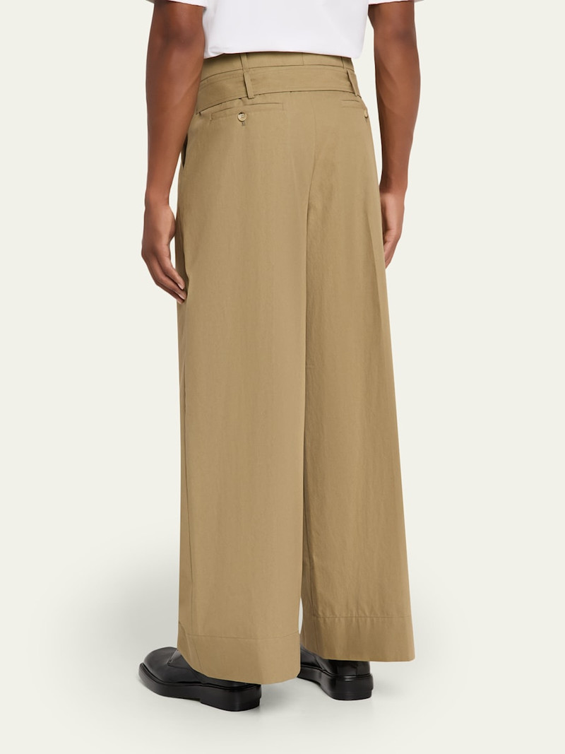 Simone Rocha Men's Olive Belted Cotton Wide-Leg Pants outlook