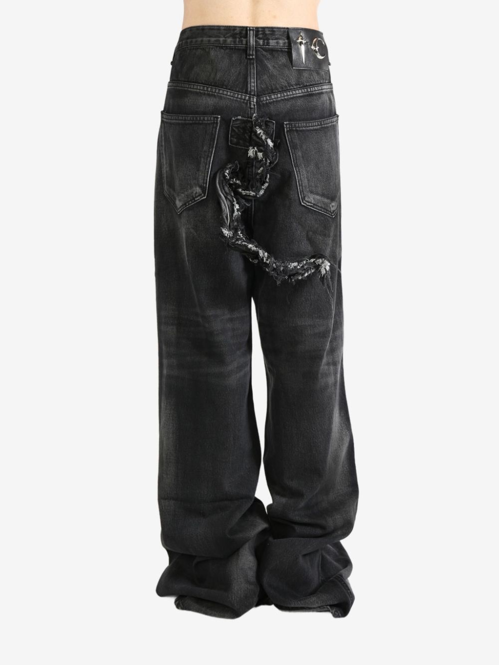 distressed wide-leg jeans - 3