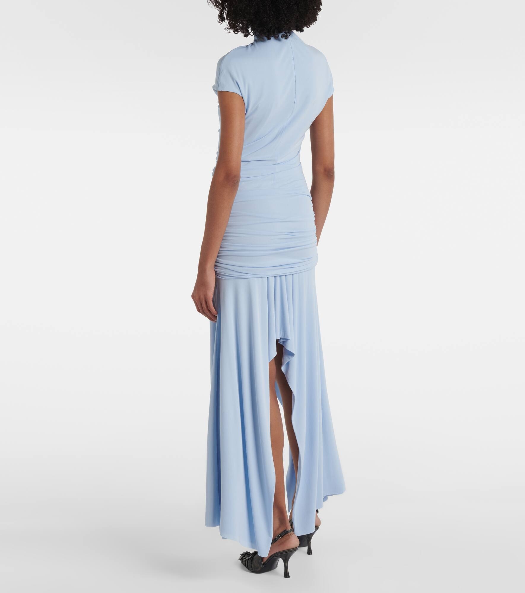 Asymmetric gathered jersey cocktail dress - 3