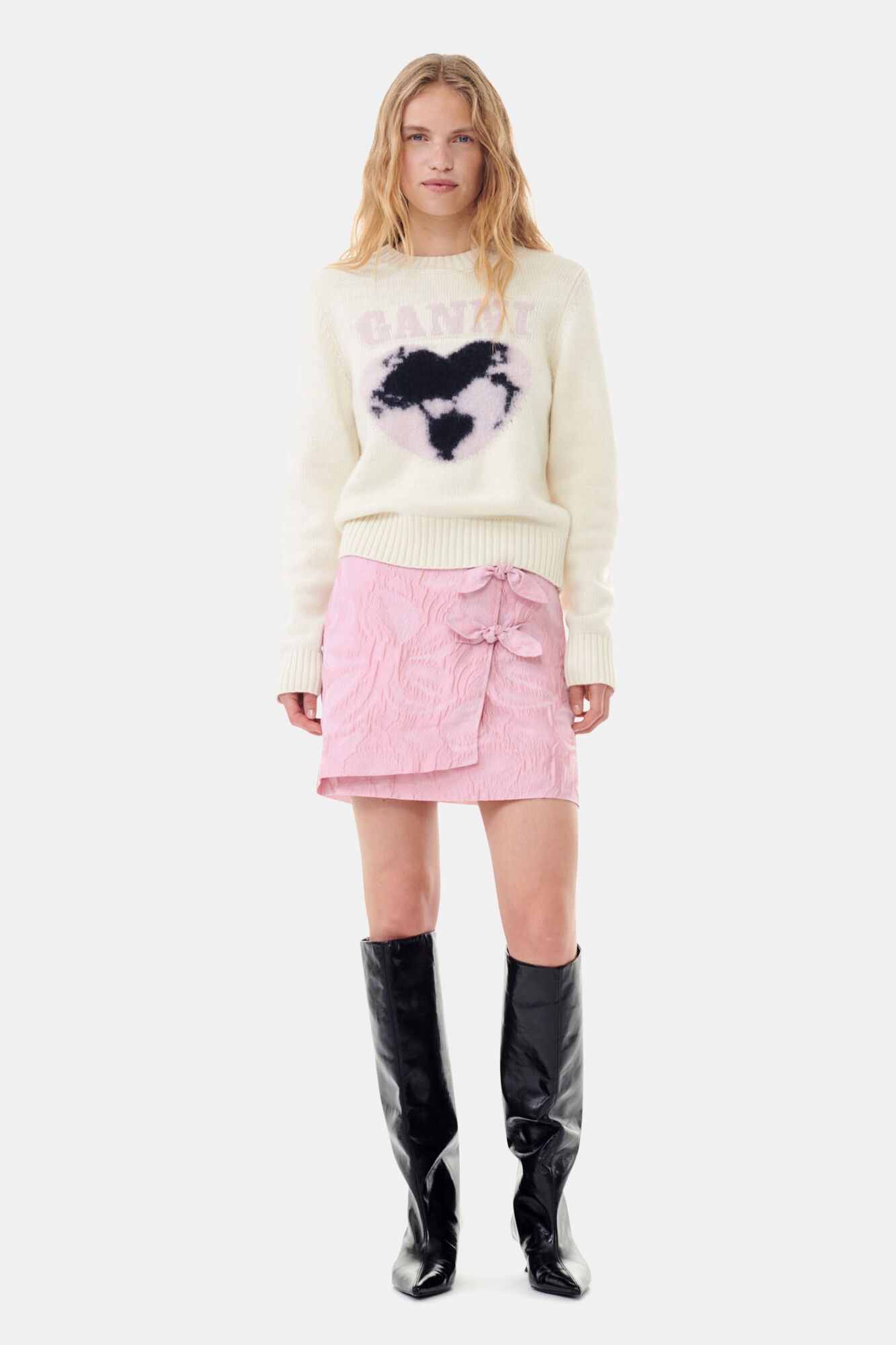 PINK TEXTURED CLOQUÉ MINI SKIRT - 2
