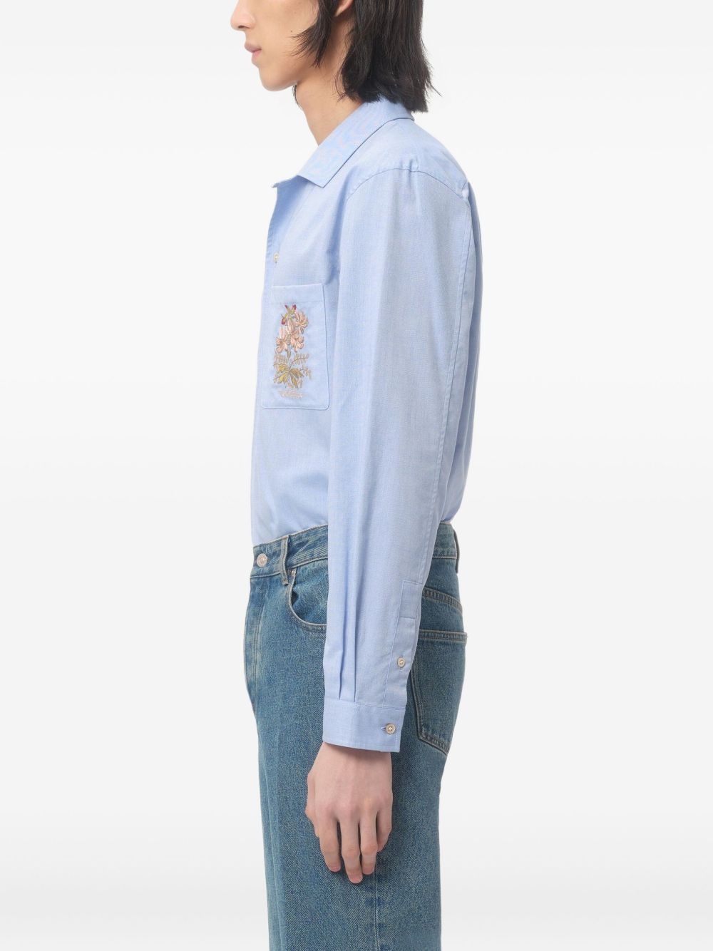OXFORD COTTON SHIRT WITH FLORAL EMBROIDERY - 5