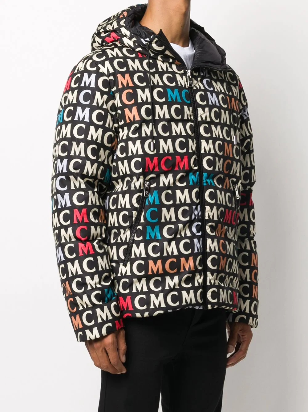 logo print down jacket - 3