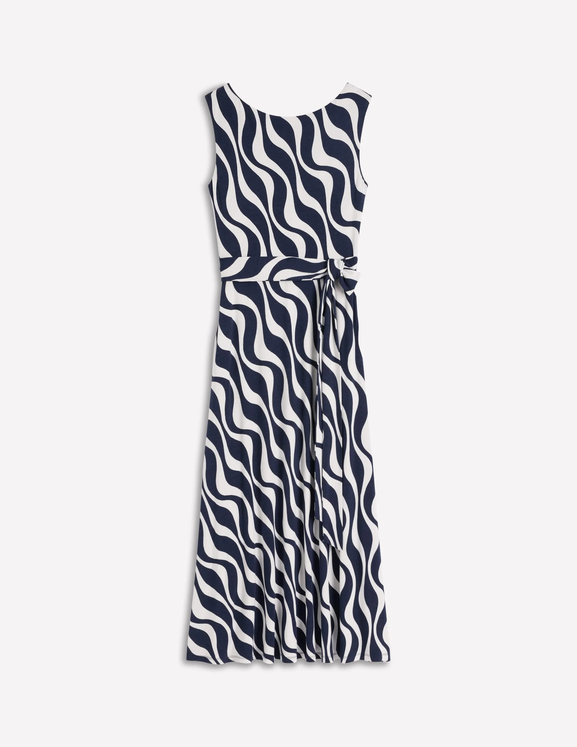 Tamsin Jersey Midi Dress-French Navy, Rhythmic Wave - 1