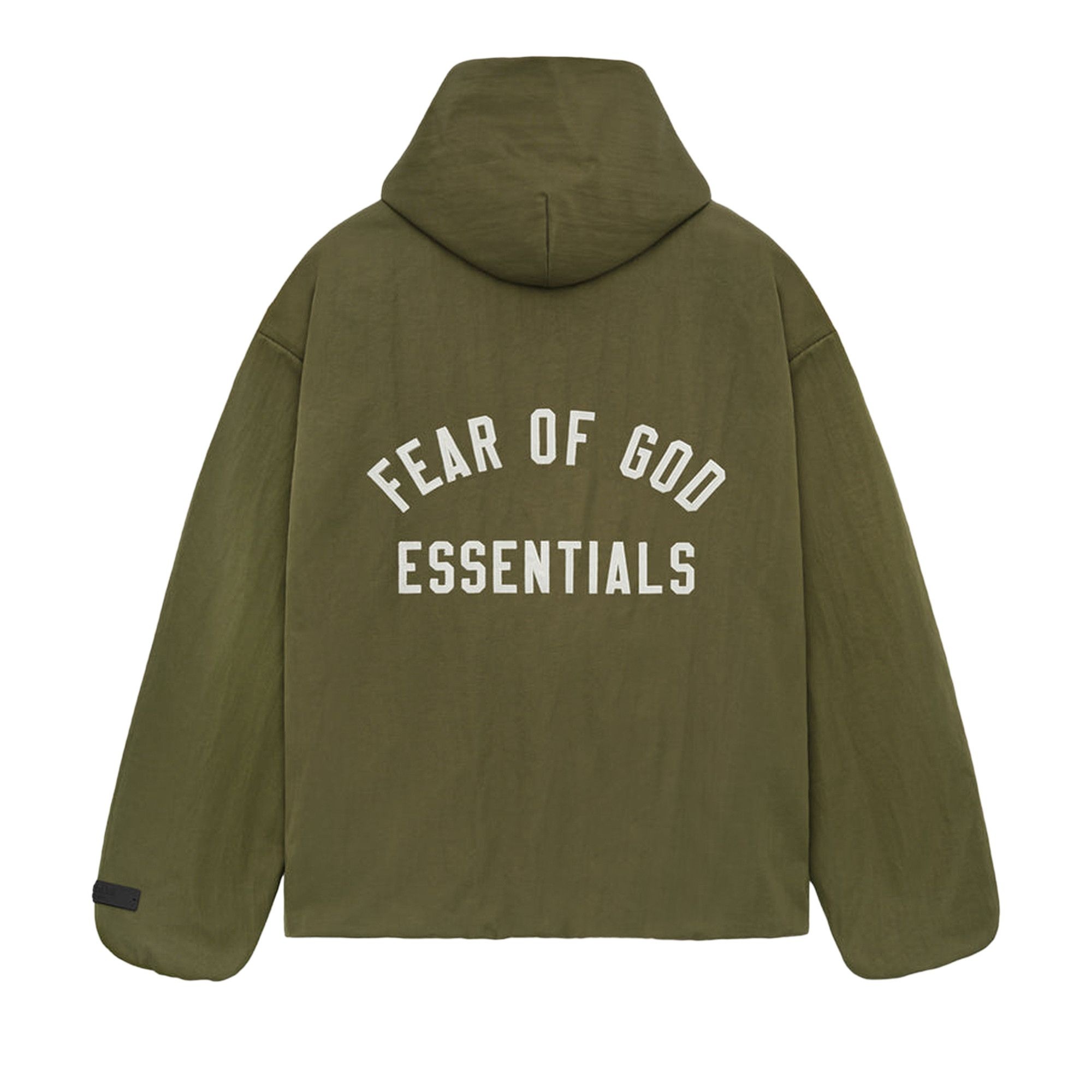 Fear of God Essentials Textured Nylon Hooded Coaches Jacket 'Military' - 2