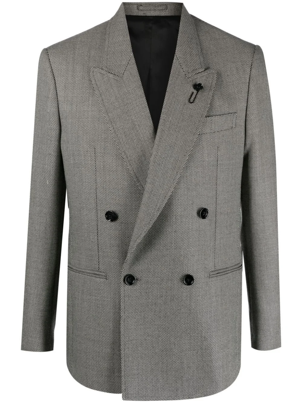 micro-dot double-breasted wool blazer - 1