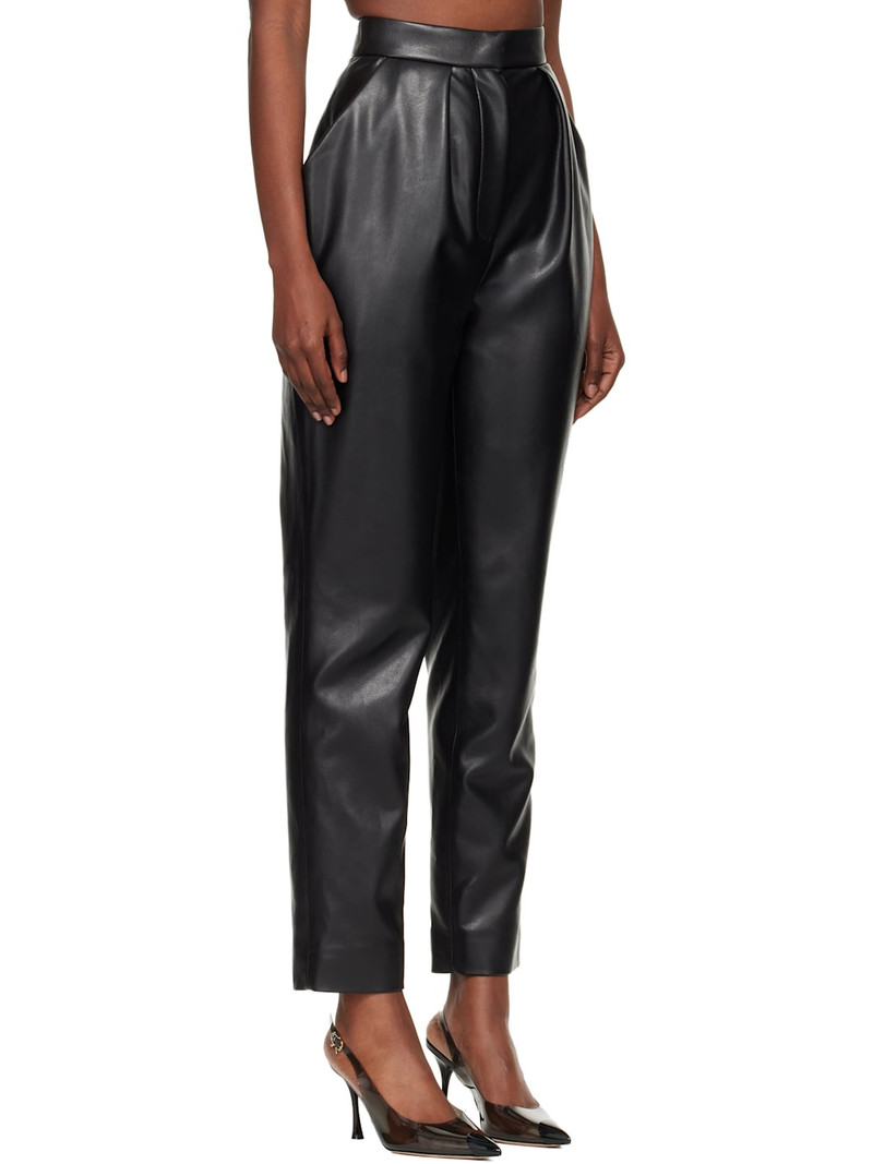 Black High-Waisted Faux-Leather Trousers 2
