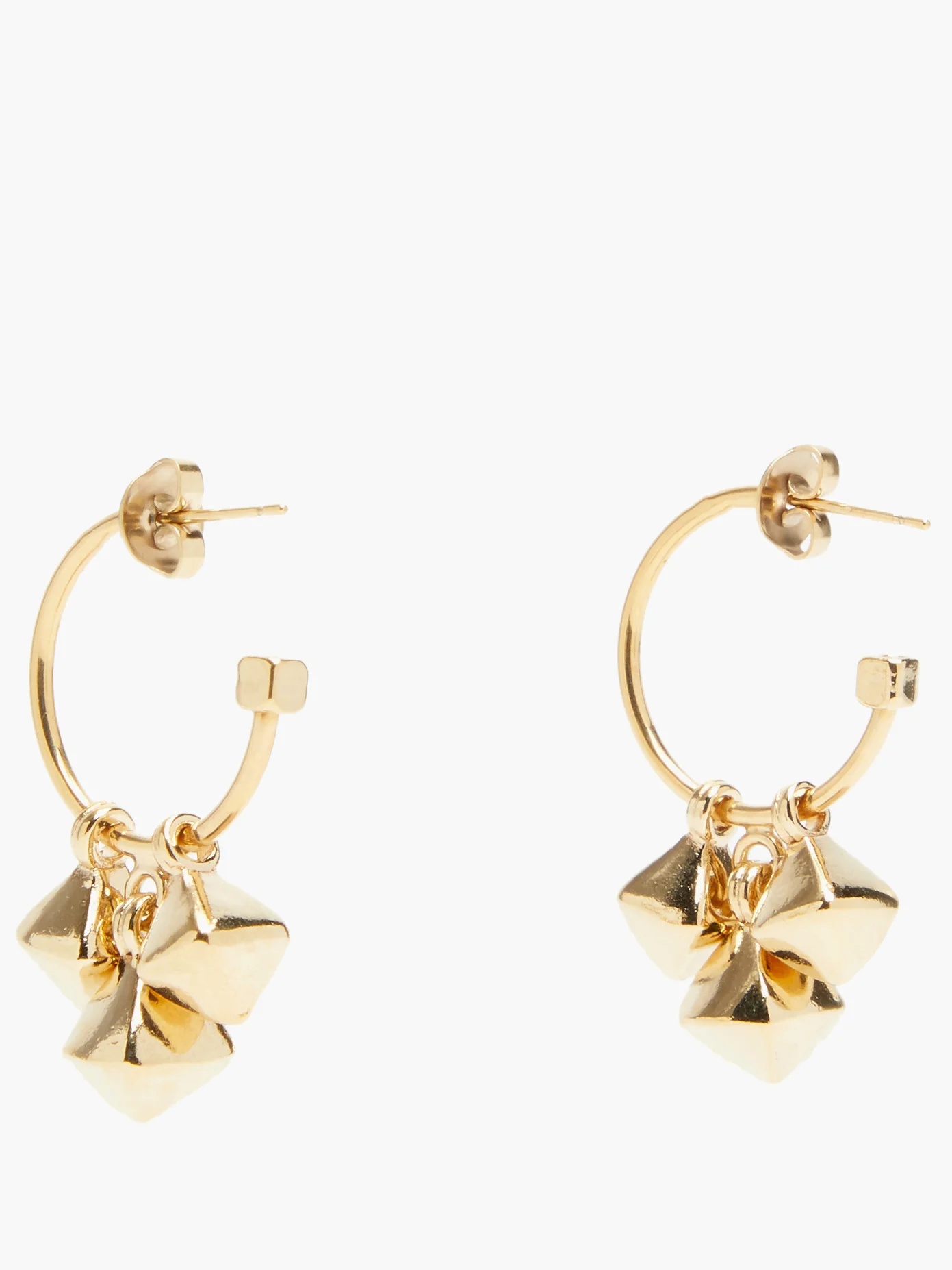 Pyramid-charm gold-tone hoop earrings - 4