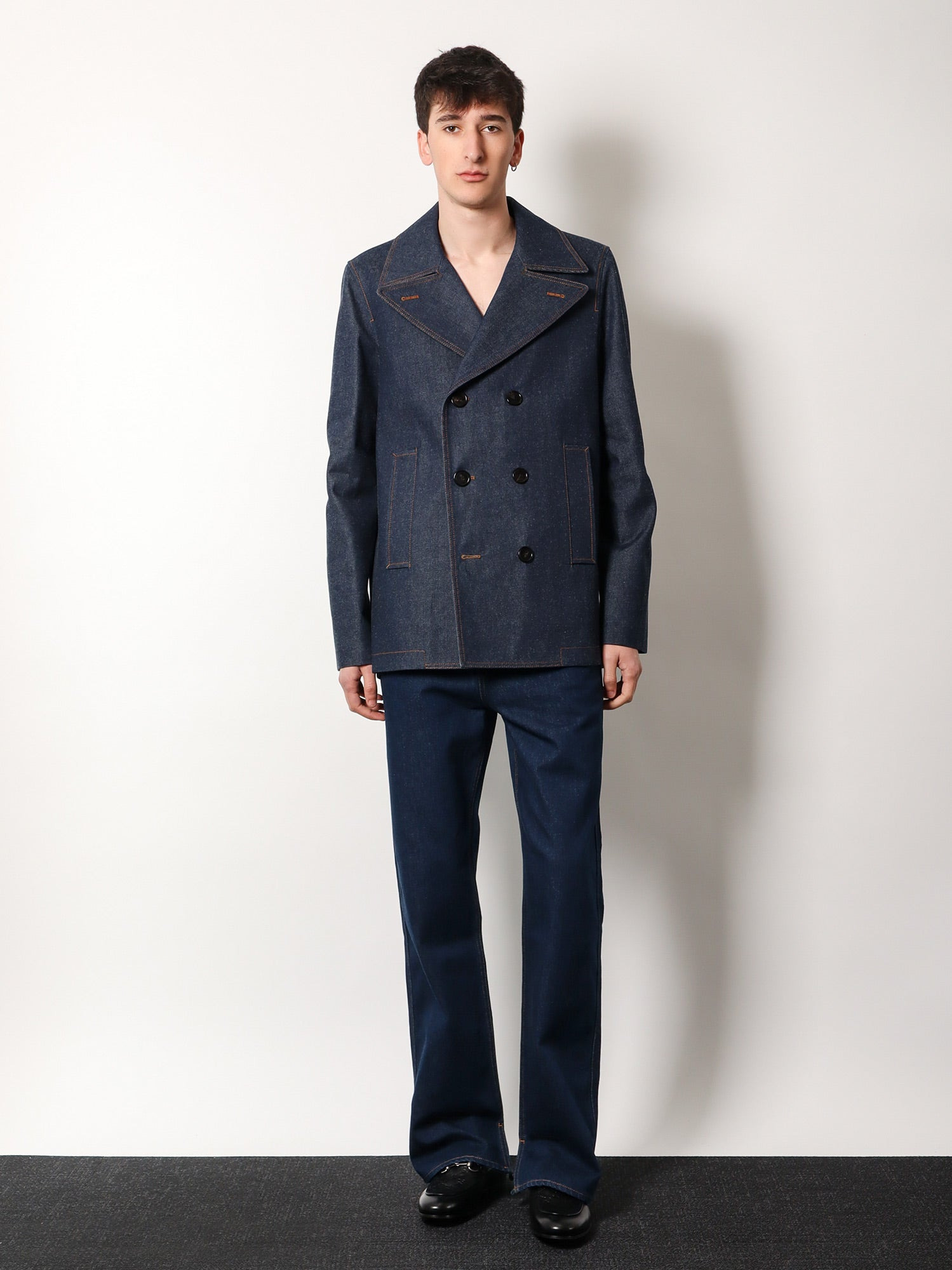 Gucci Denim Peacoat With Contrasting Stitching - 2