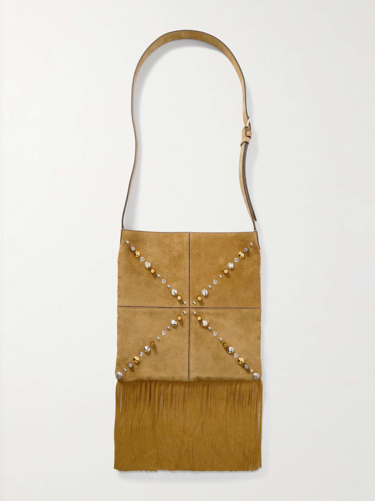 Fringed Studded Suede Shoulder Bag - 4
