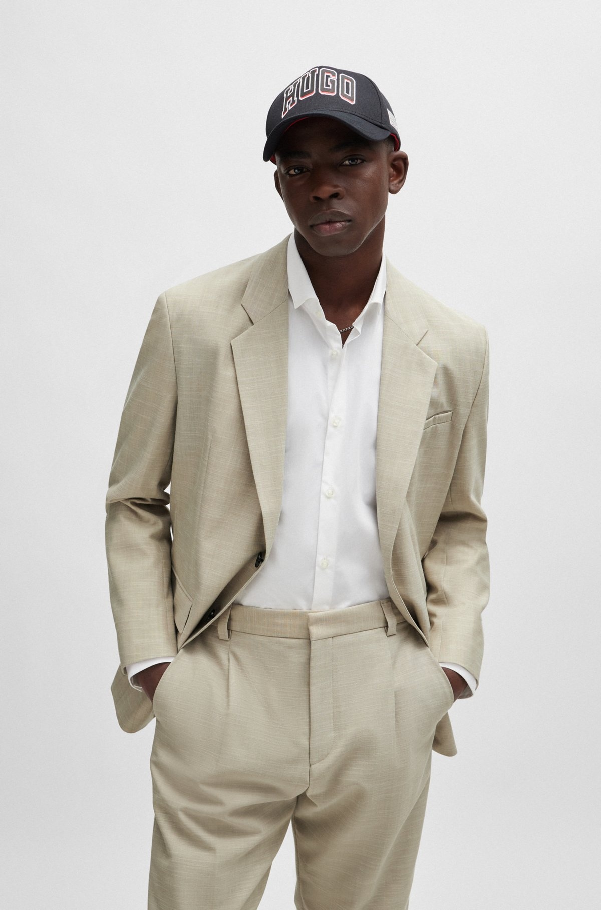 REGULAR-FIT SUIT IN PATTERNED LINEN-LOOK CLOTH - 3
