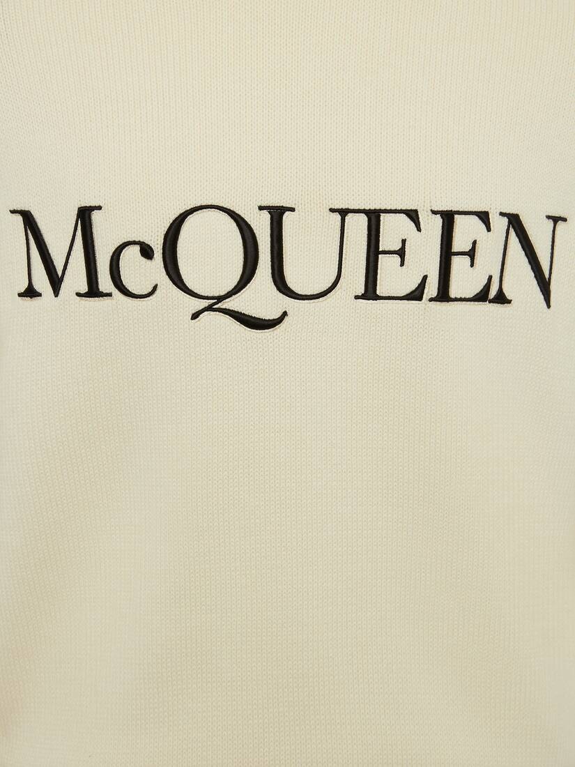 Mcqueen Embroidered Crew Neck Sweater in Ivory/black - 5