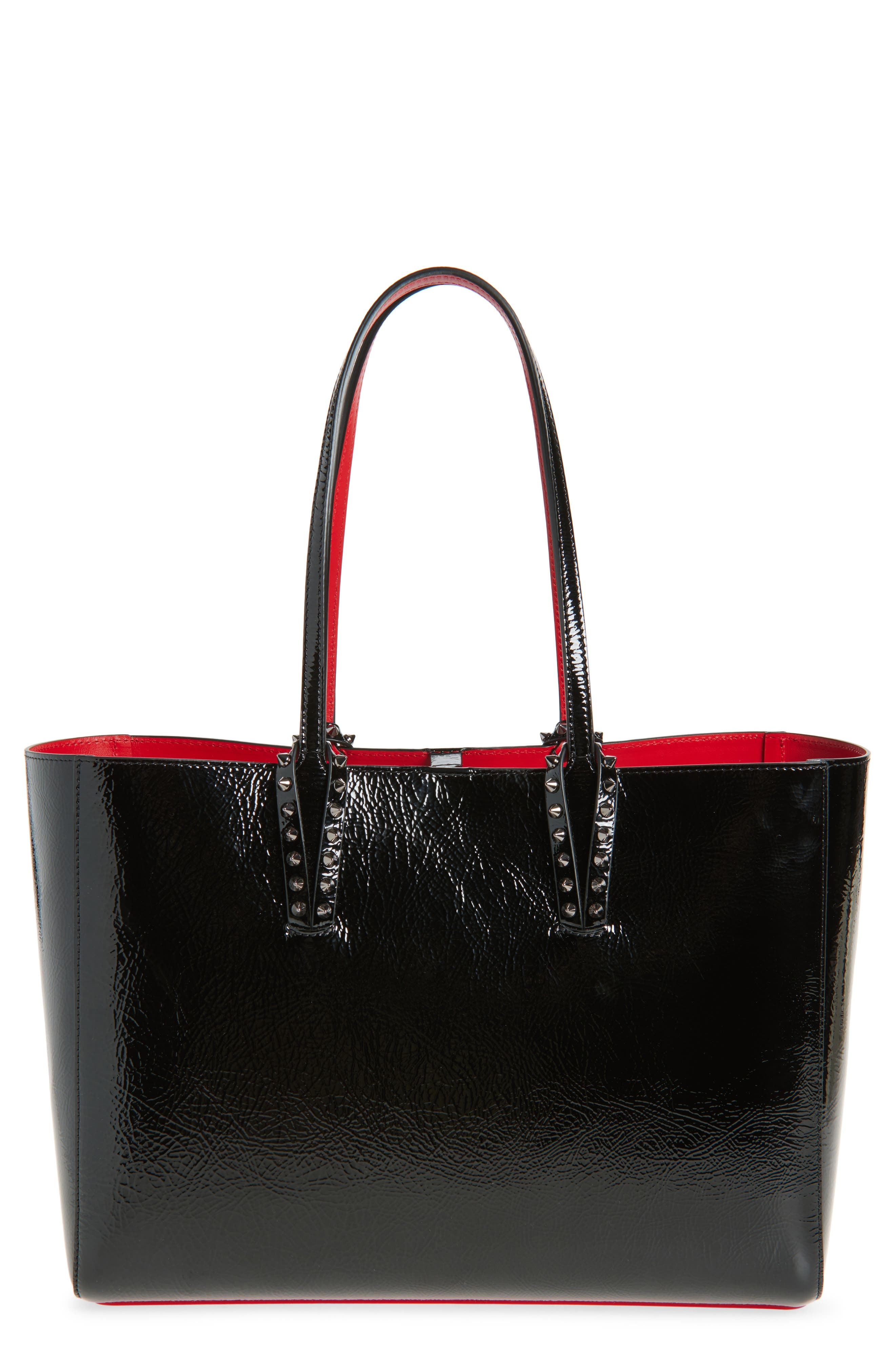 Christian Louboutin Small Cabata Soft Crinkle Patent Leather Tote in Black at Nordstrom - 1