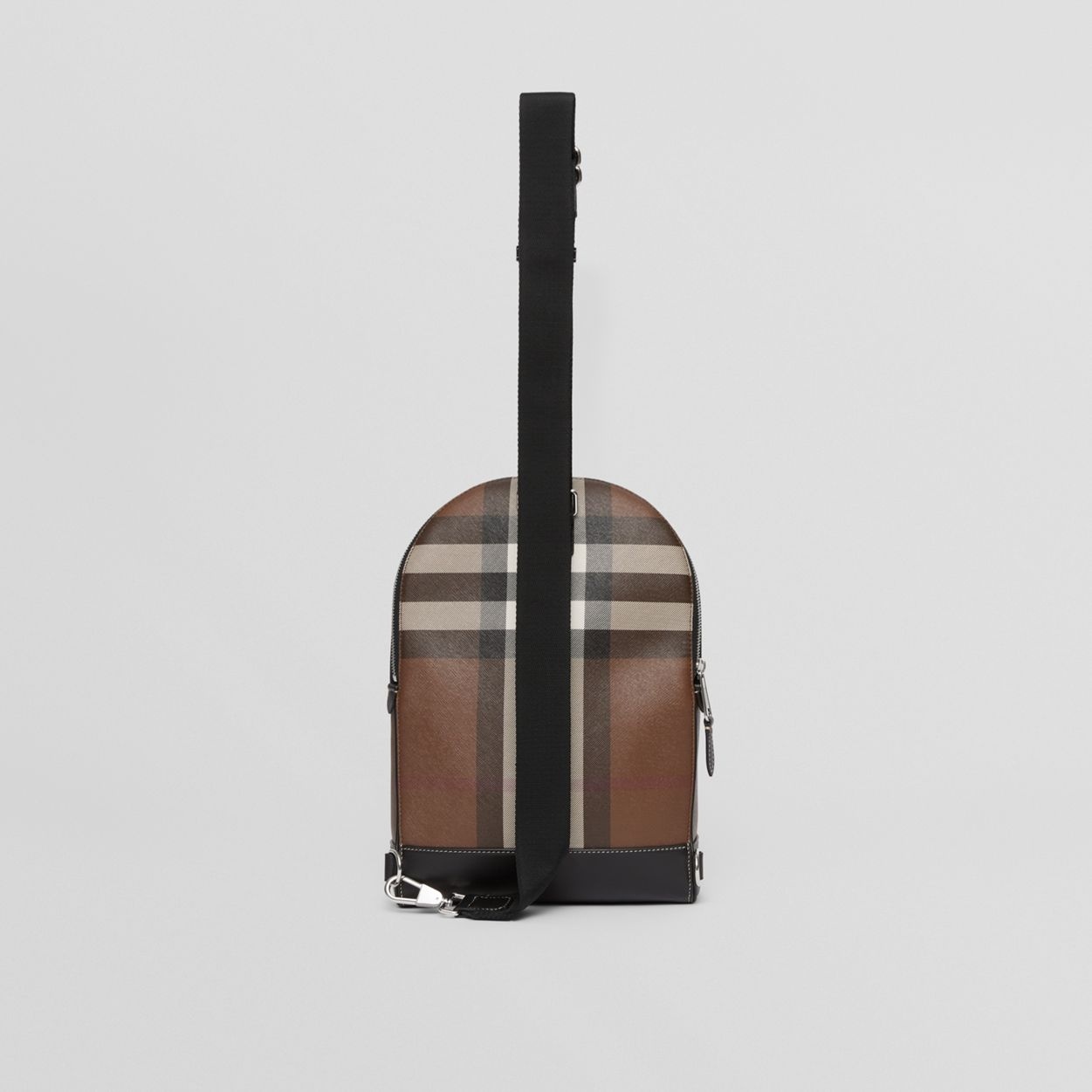 Check and Leather Crossbody Backpack - 8